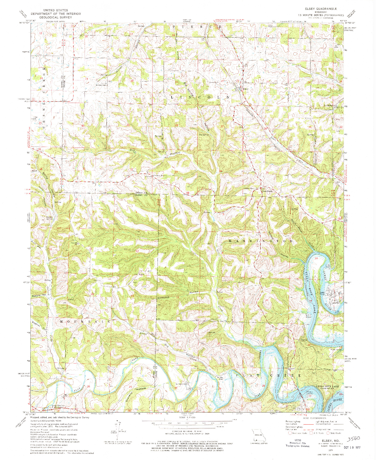 USGS 1:24000-SCALE QUADRANGLE FOR ELSEY, MO 1974