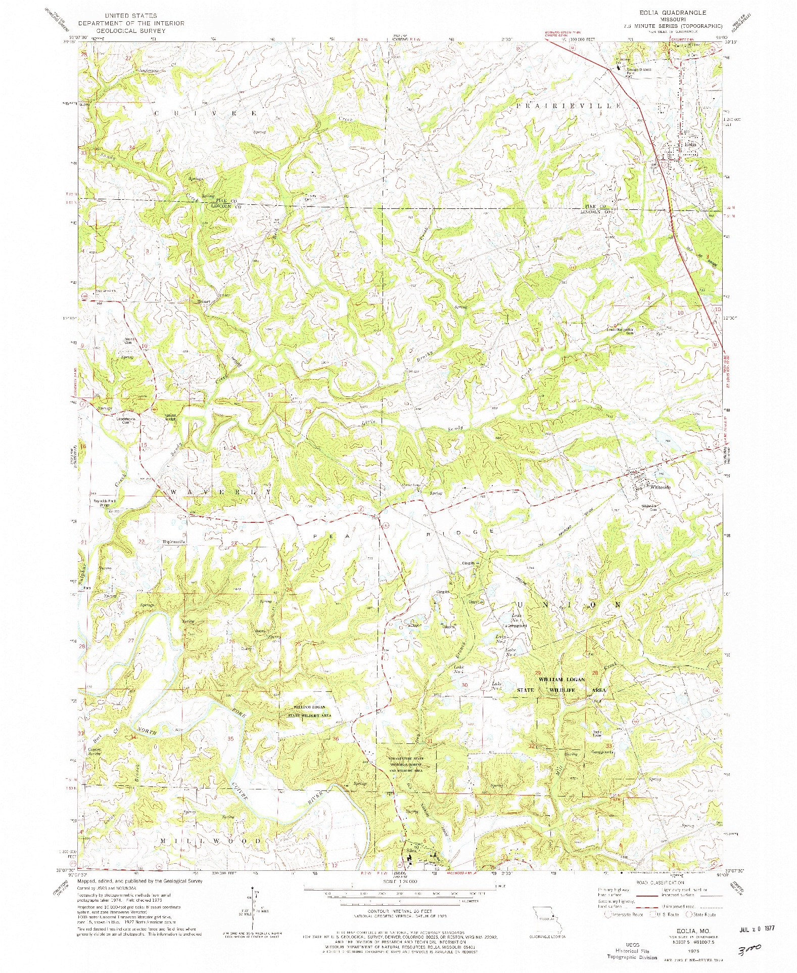 USGS 1:24000-SCALE QUADRANGLE FOR EOLIA, MO 1975