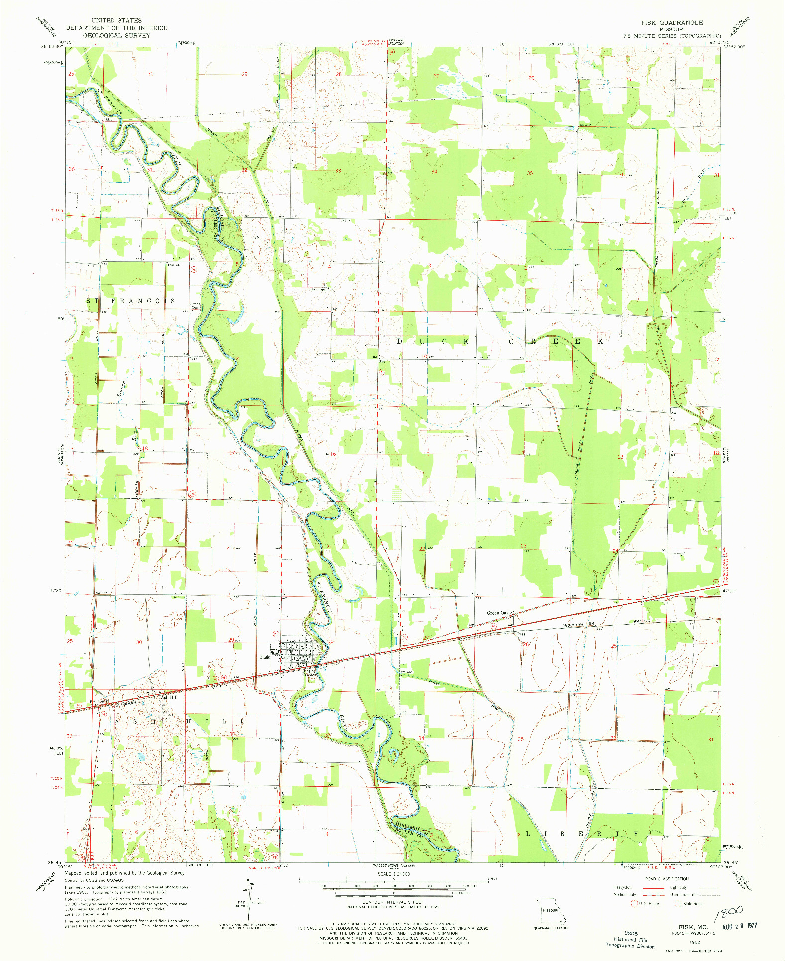 USGS 1:24000-SCALE QUADRANGLE FOR FISK, MO 1962