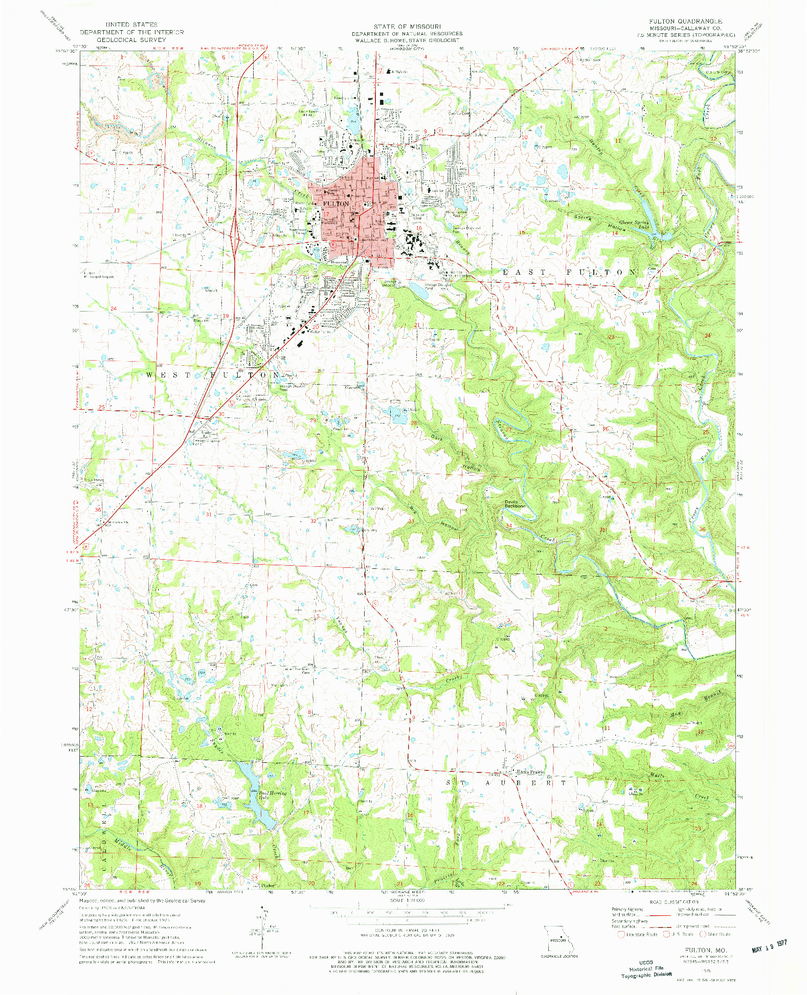 USGS 1:24000-SCALE QUADRANGLE FOR FULTON, MO 1975