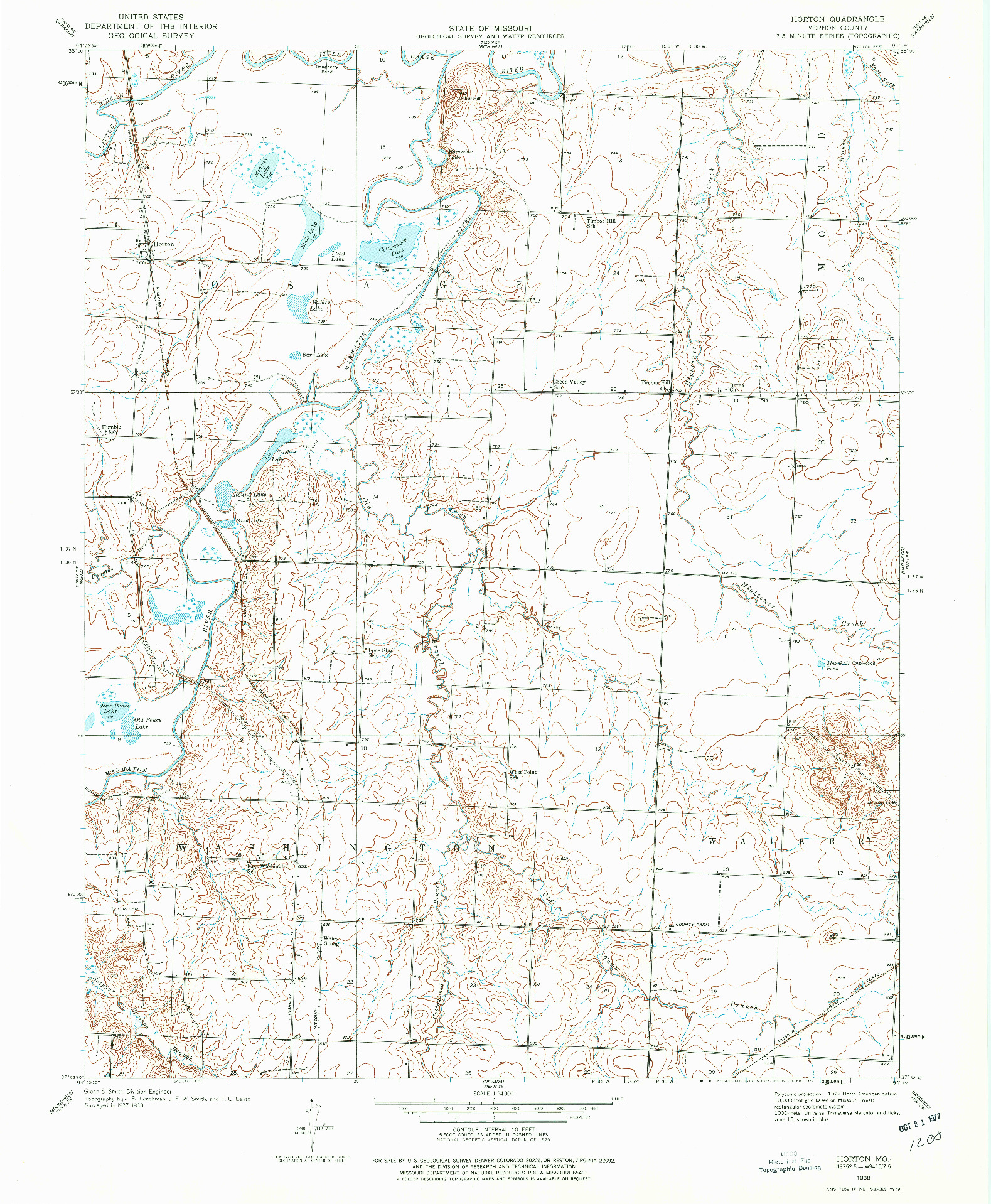 USGS 1:24000-SCALE QUADRANGLE FOR HORTON, MO 1938