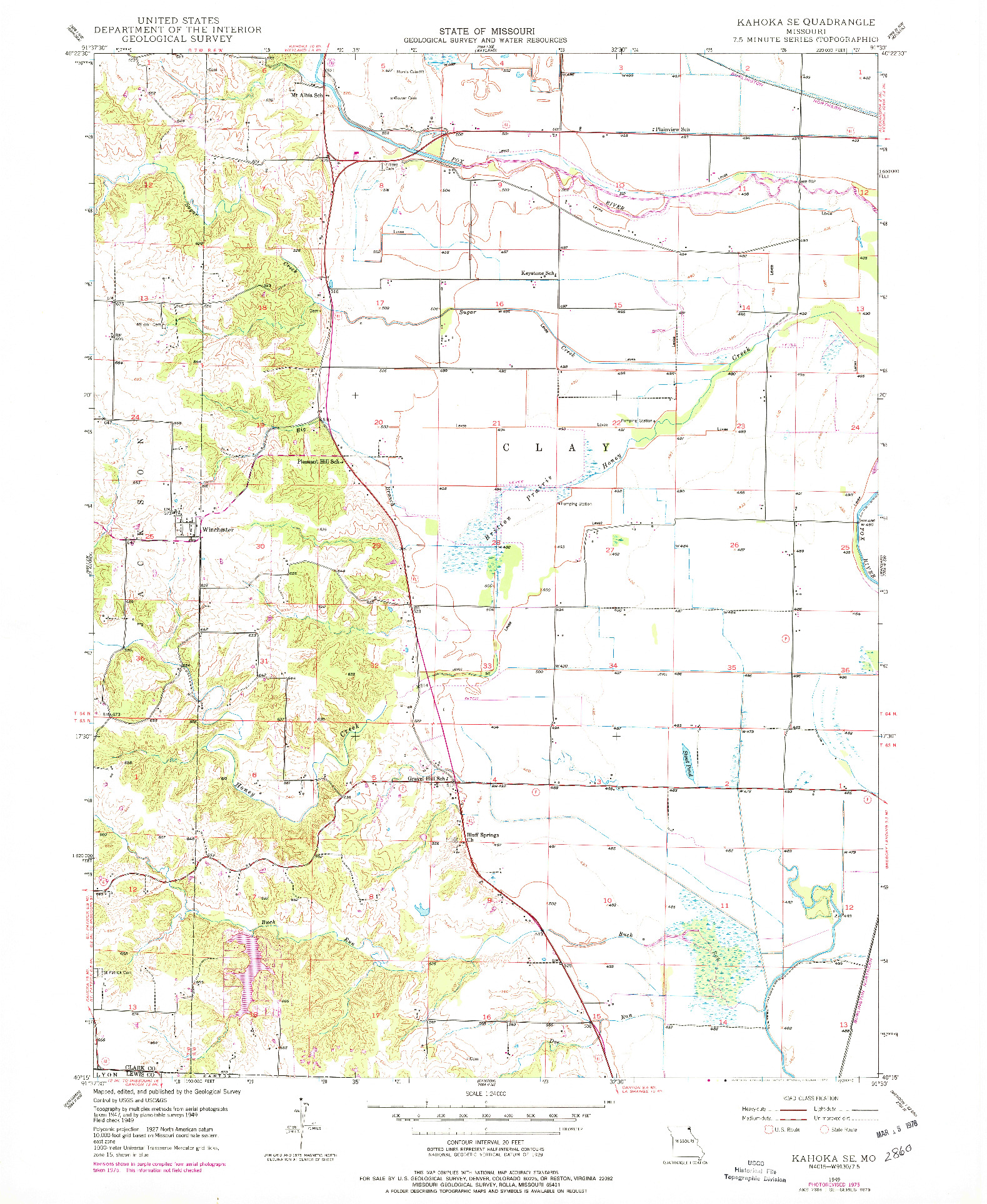 USGS 1:24000-SCALE QUADRANGLE FOR KAHOKA SE, MO 1949