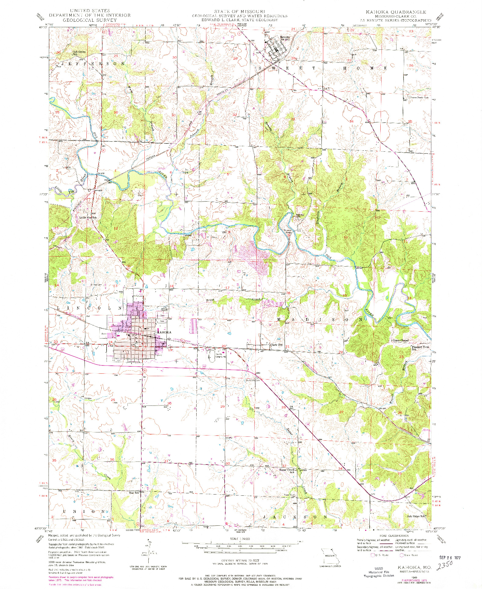 USGS 1:24000-SCALE QUADRANGLE FOR KAHOKA, MO 1949