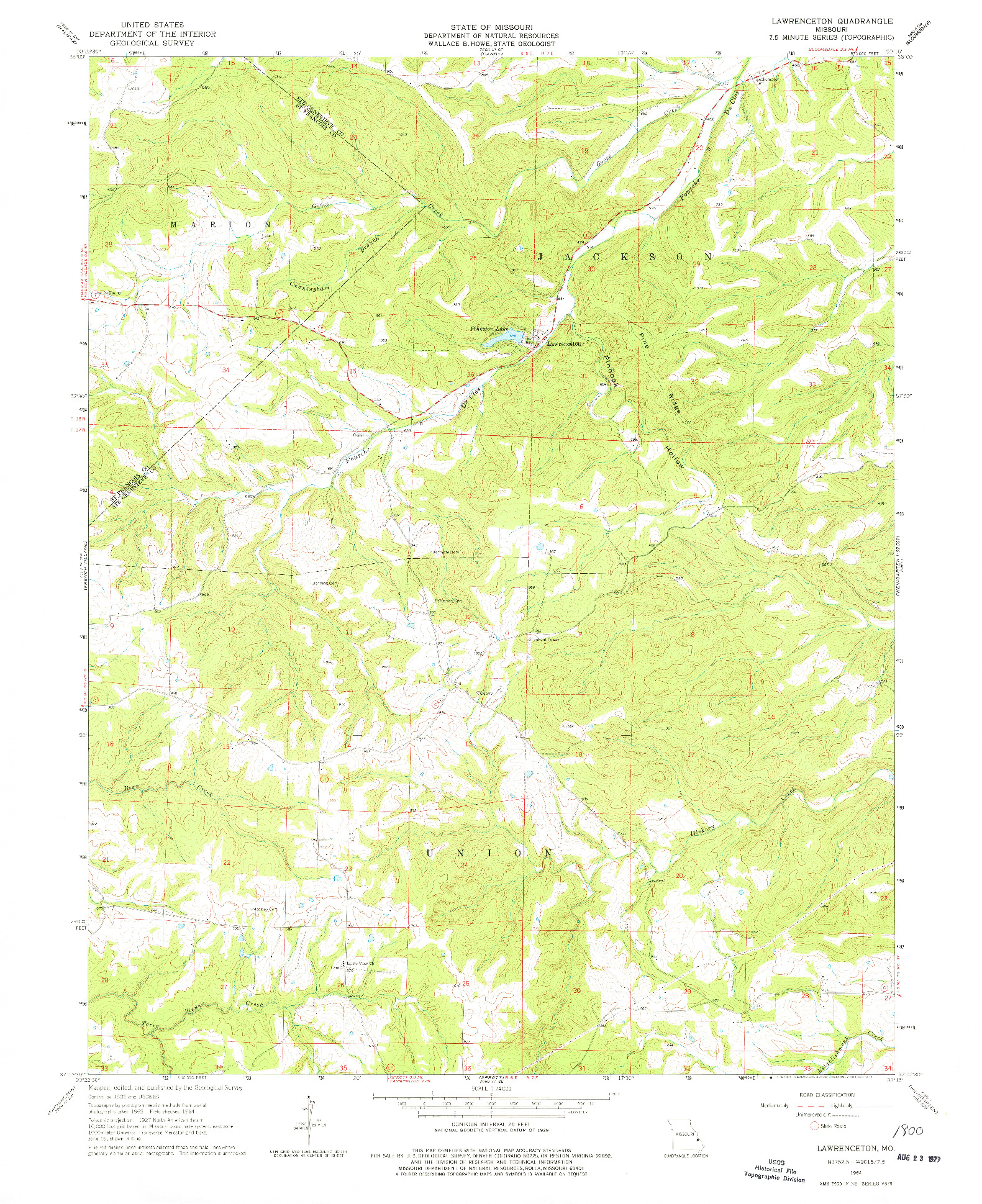 USGS 1:24000-SCALE QUADRANGLE FOR LAWRENCETON, MO 1964