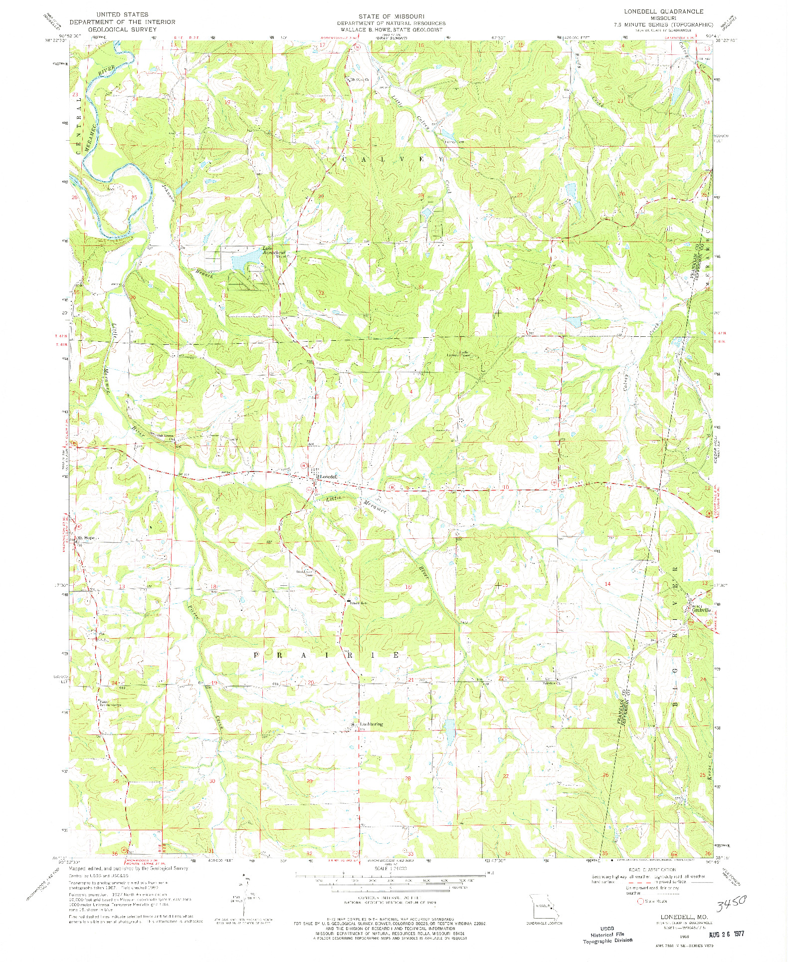 USGS 1:24000-SCALE QUADRANGLE FOR LONEDELL, MO 1969