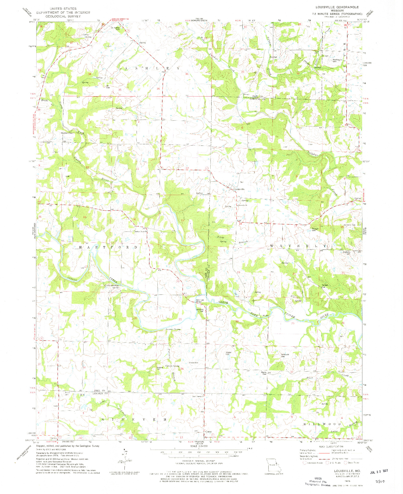 USGS 1:24000-SCALE QUADRANGLE FOR LOUISVILLE, MO 1975