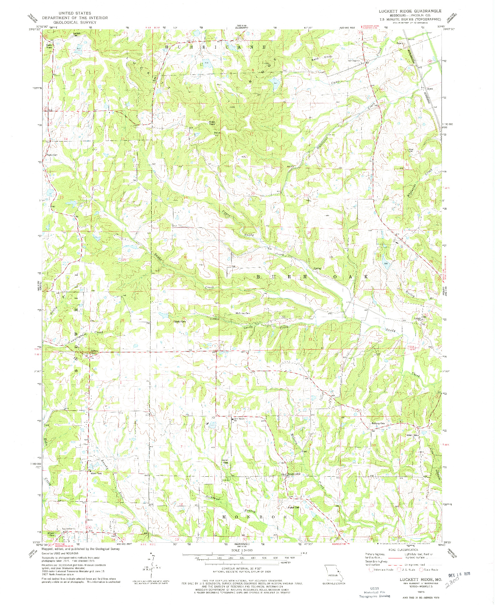 USGS 1:24000-SCALE QUADRANGLE FOR LUCKETT RIDGE, MO 1975