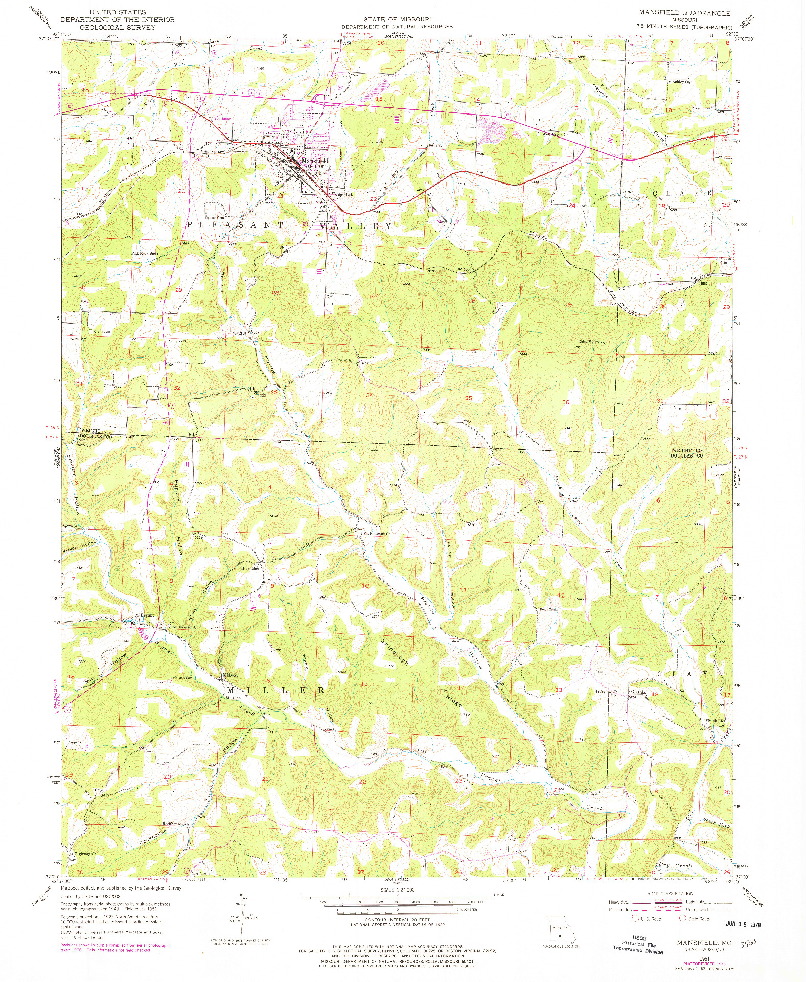 USGS 1:24000-SCALE QUADRANGLE FOR MANSFIELD, MO 1951