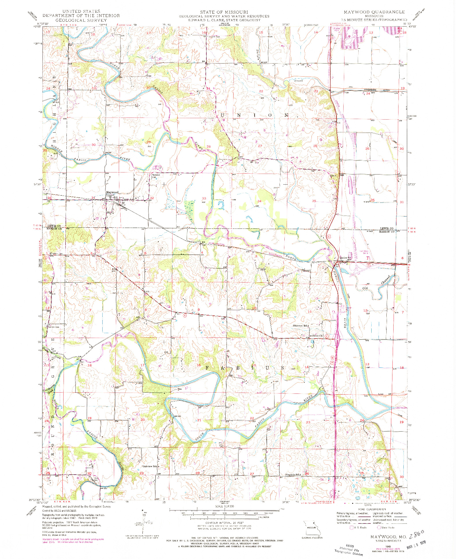 USGS 1:24000-SCALE QUADRANGLE FOR MAYWOOD, MO 1949