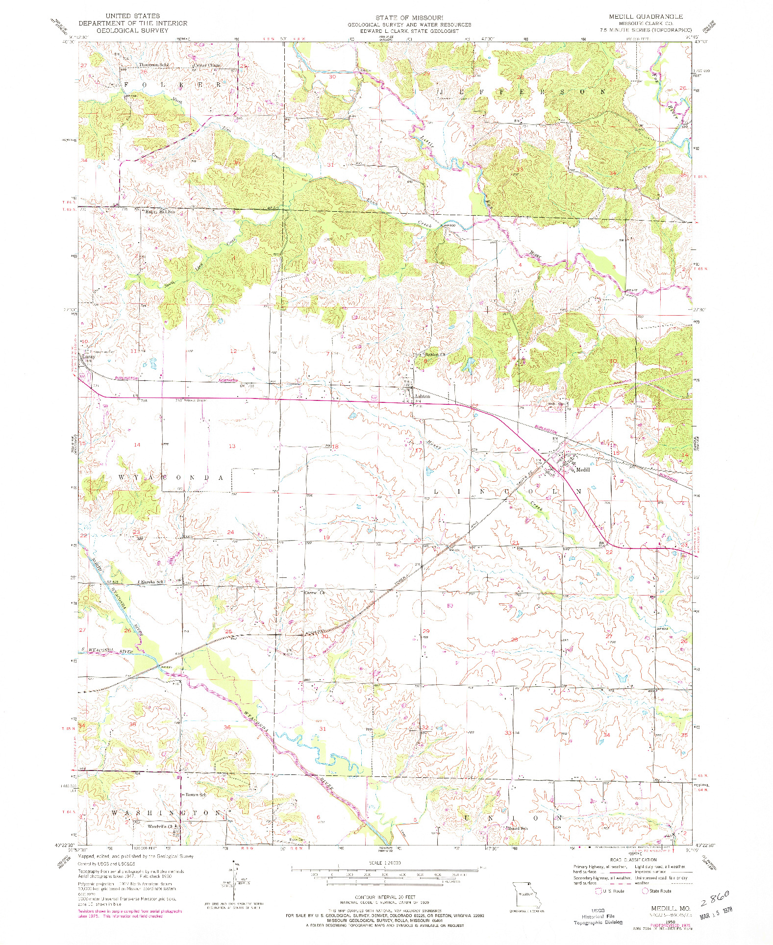 USGS 1:24000-SCALE QUADRANGLE FOR MEDILL, MO 1950