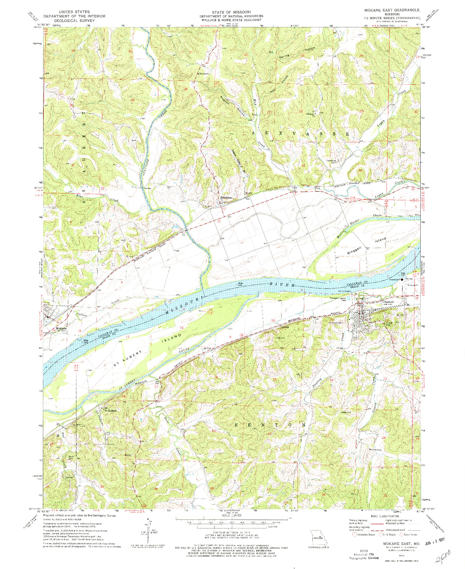 USGS 1:24000-SCALE QUADRANGLE FOR MOKANE EAST, MO 1975