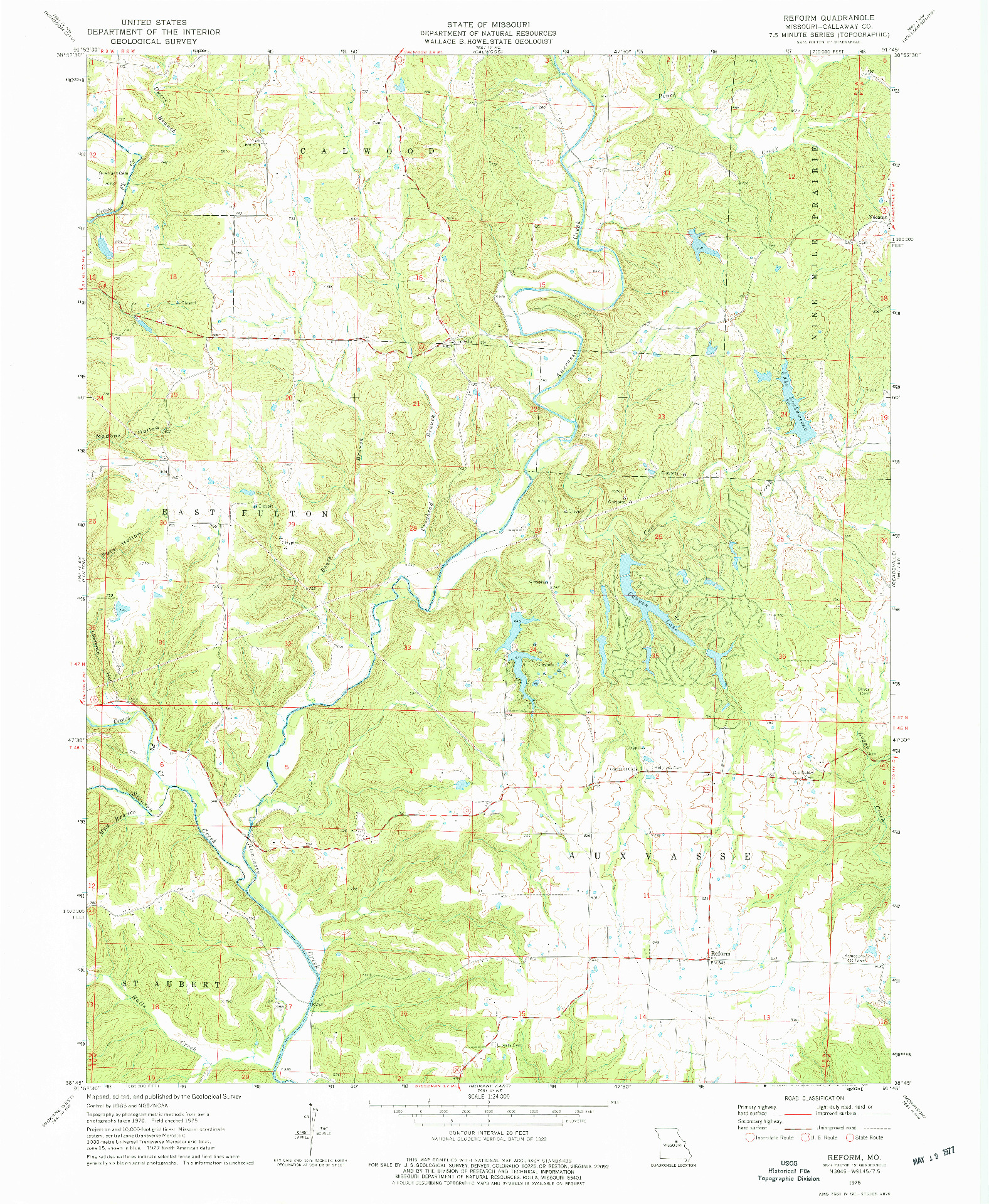 USGS 1:24000-SCALE QUADRANGLE FOR REFORM, MO 1975