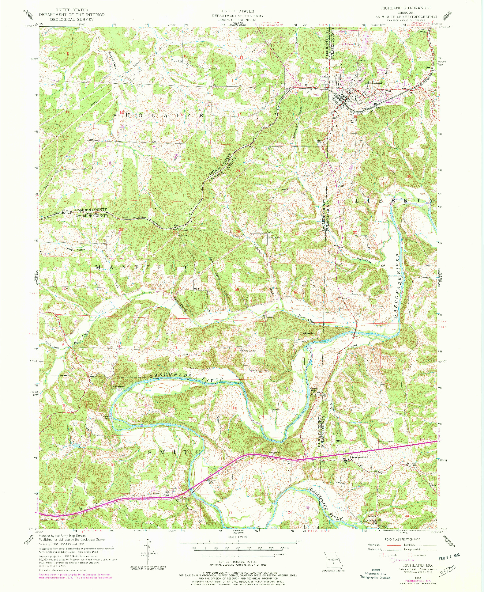 USGS 1:24000-SCALE QUADRANGLE FOR RICHLAND, MO 1954