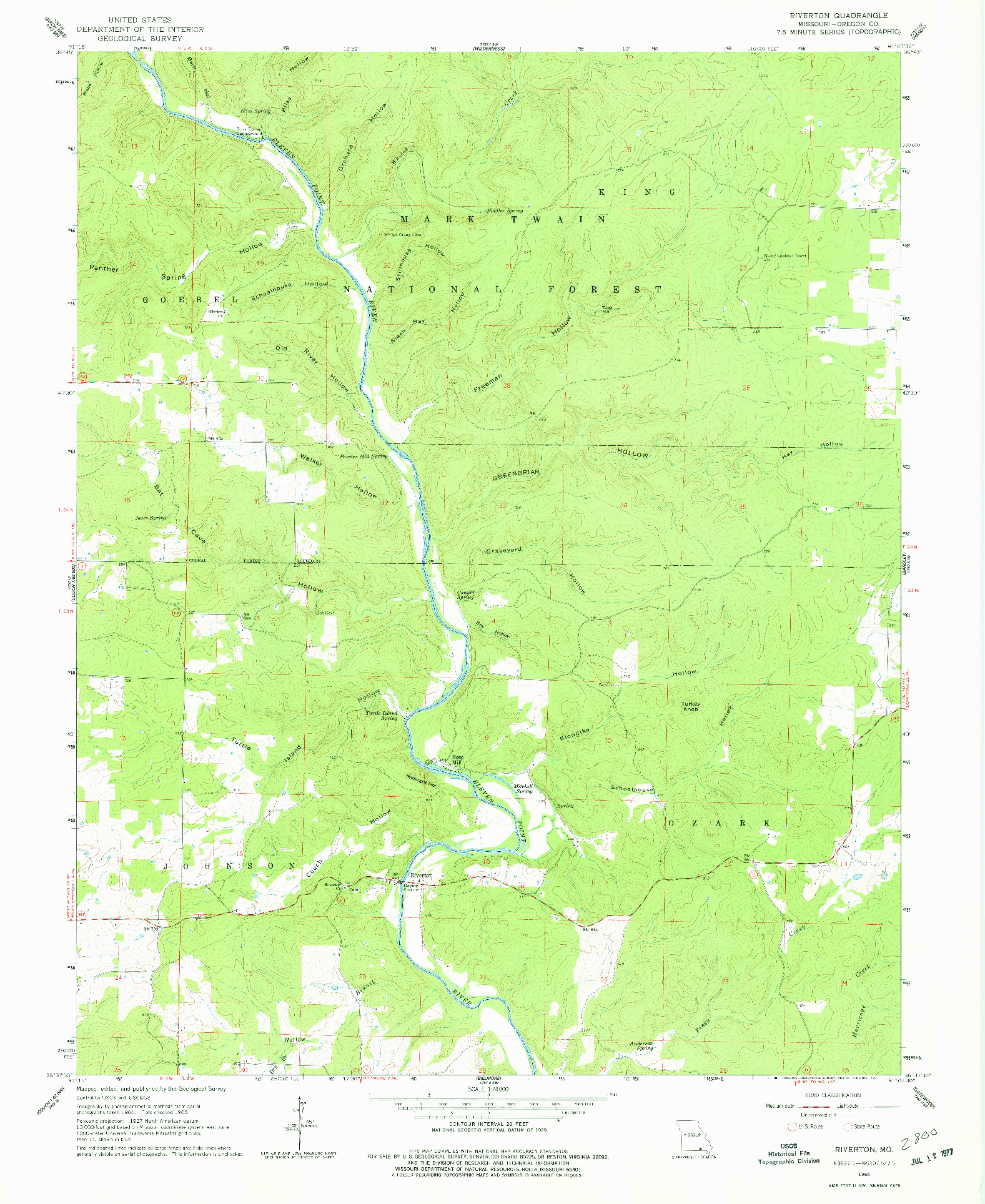 USGS 1:24000-SCALE QUADRANGLE FOR RIVERTON, MO 1965