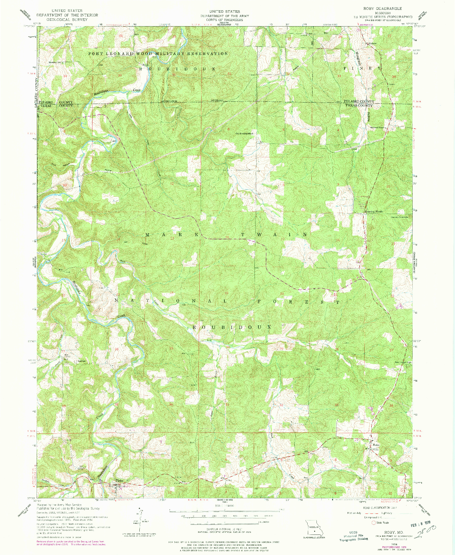 USGS 1:24000-SCALE QUADRANGLE FOR ROBY, MO 1954