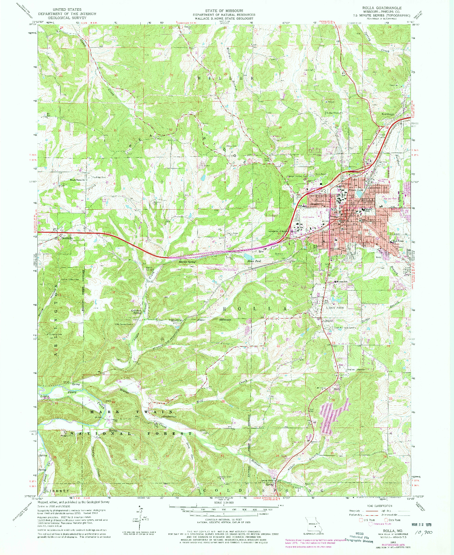 USGS 1:24000-SCALE QUADRANGLE FOR ROLLA, MO 1963