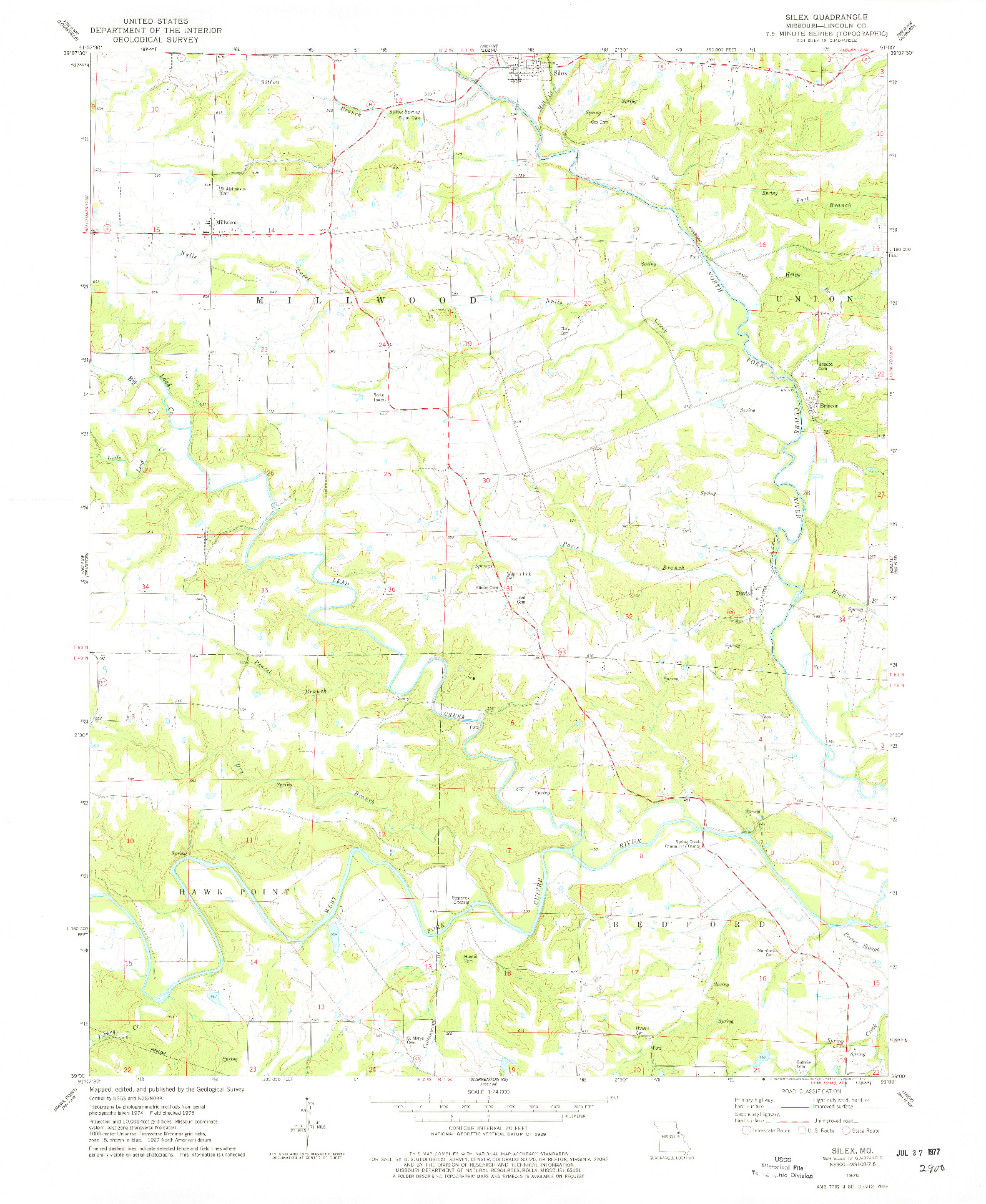 USGS 1:24000-SCALE QUADRANGLE FOR SILEX, MO 1975