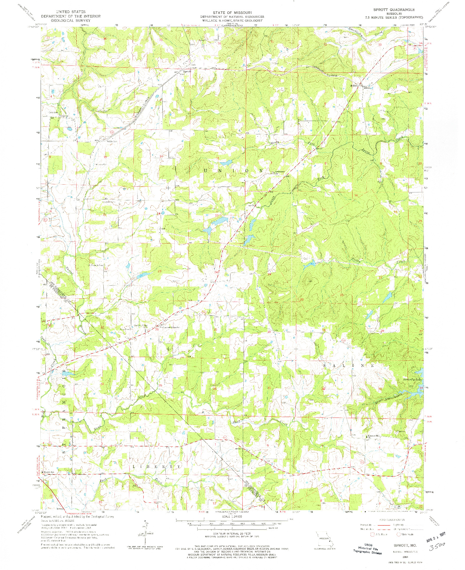 USGS 1:24000-SCALE QUADRANGLE FOR SPROTT, MO 1964