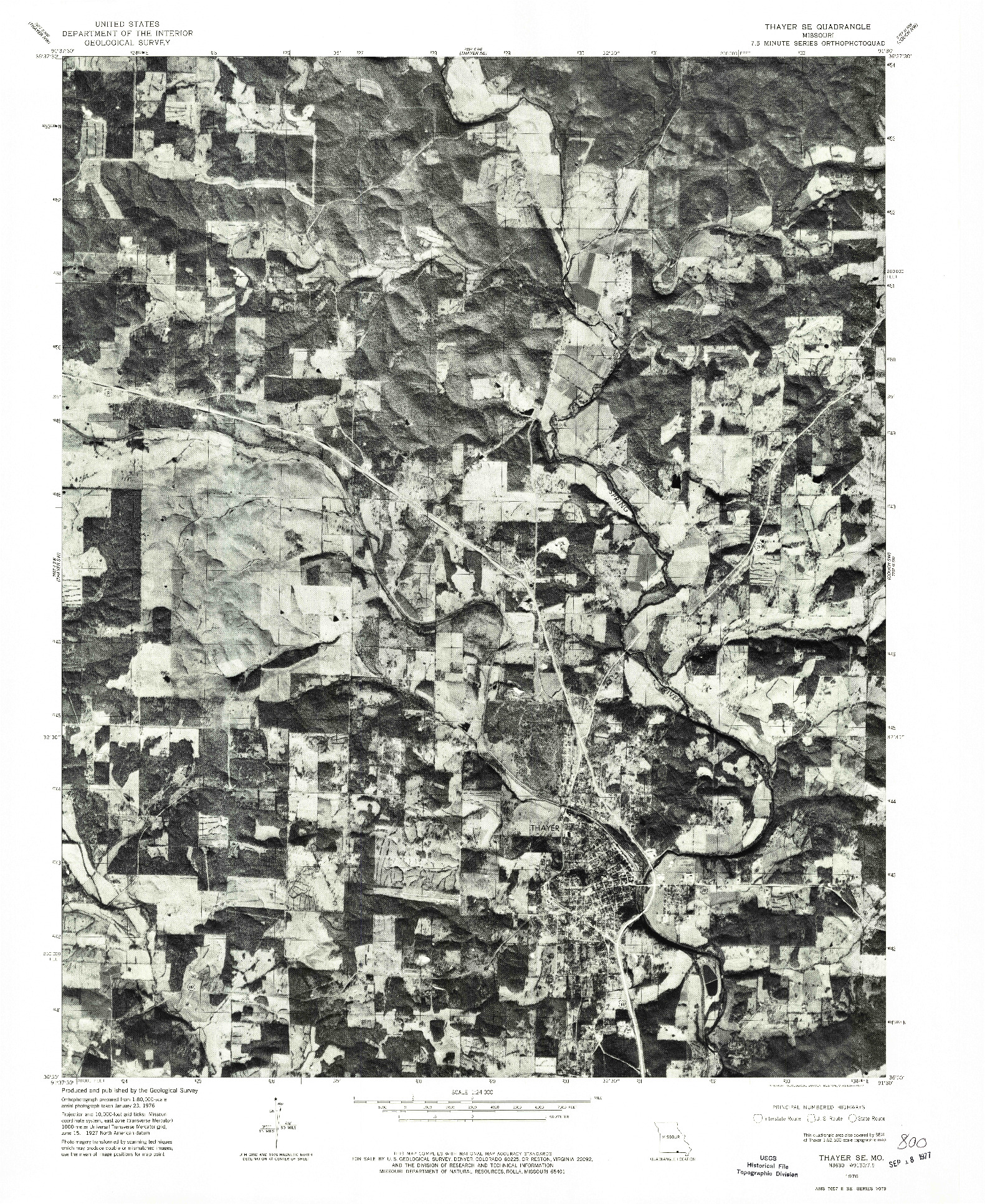 USGS 1:24000-SCALE QUADRANGLE FOR THAYER SE, MO 1976