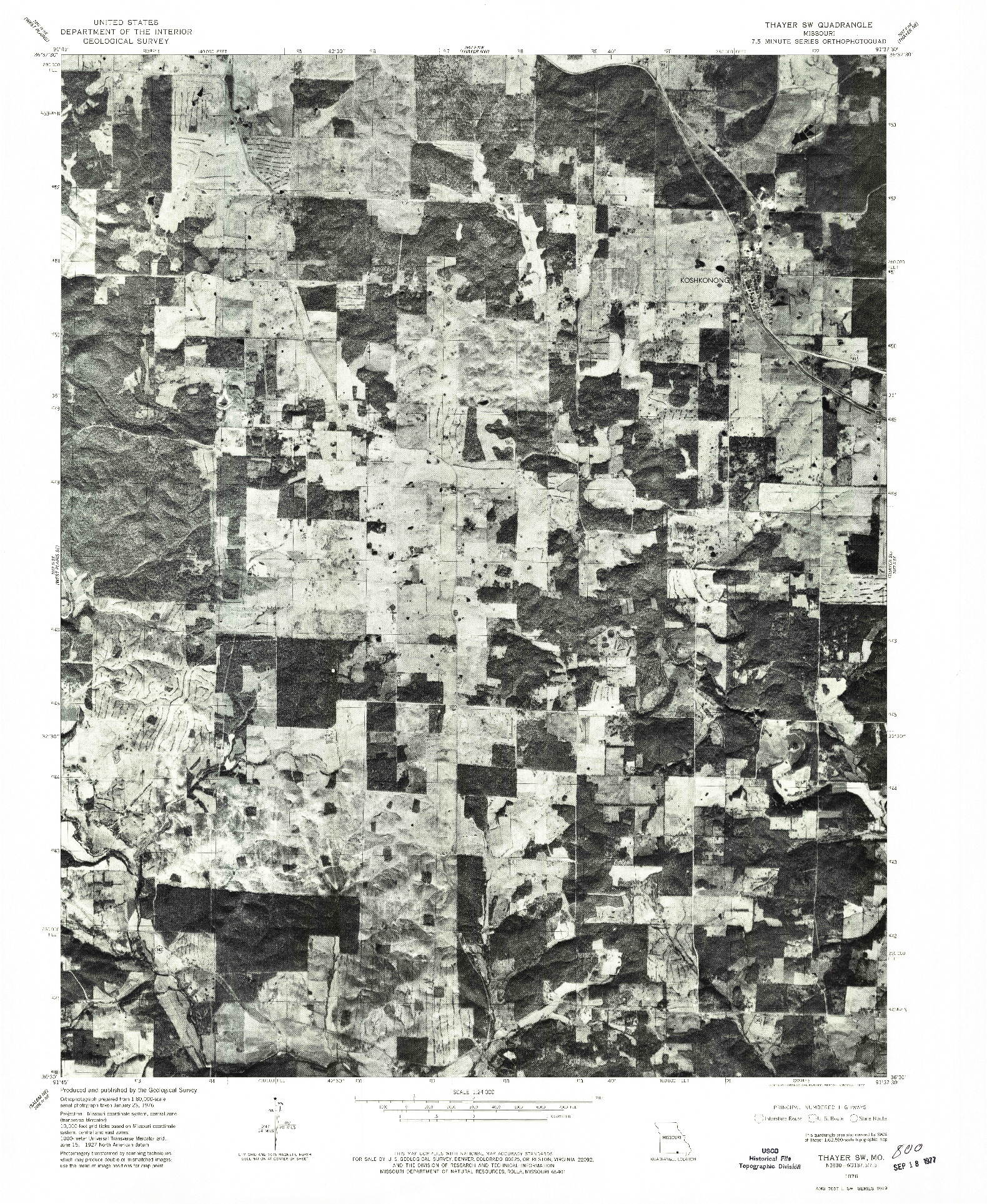 USGS 1:24000-SCALE QUADRANGLE FOR THAYER SW, MO 1976
