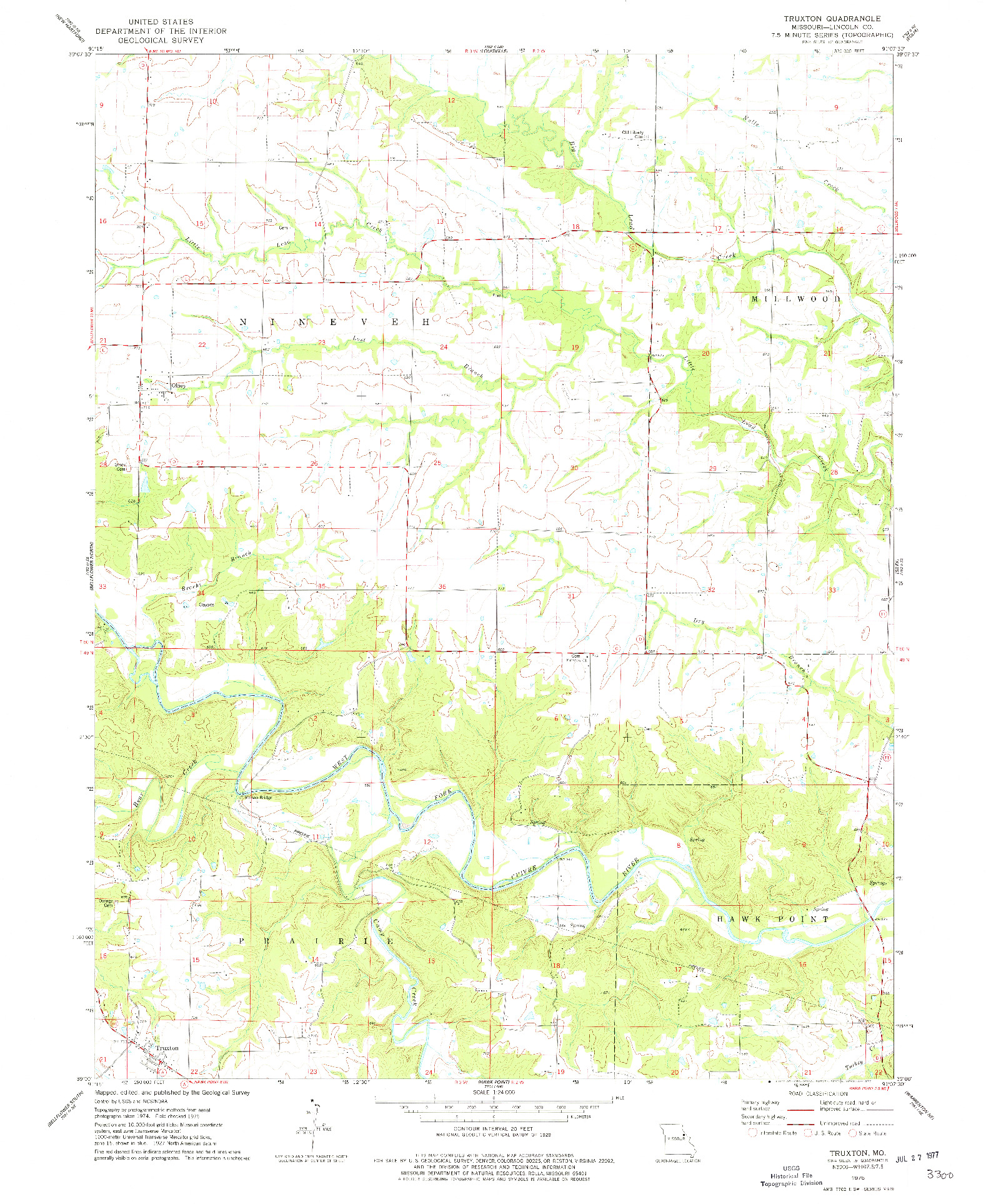 USGS 1:24000-SCALE QUADRANGLE FOR TRUXTON, MO 1975