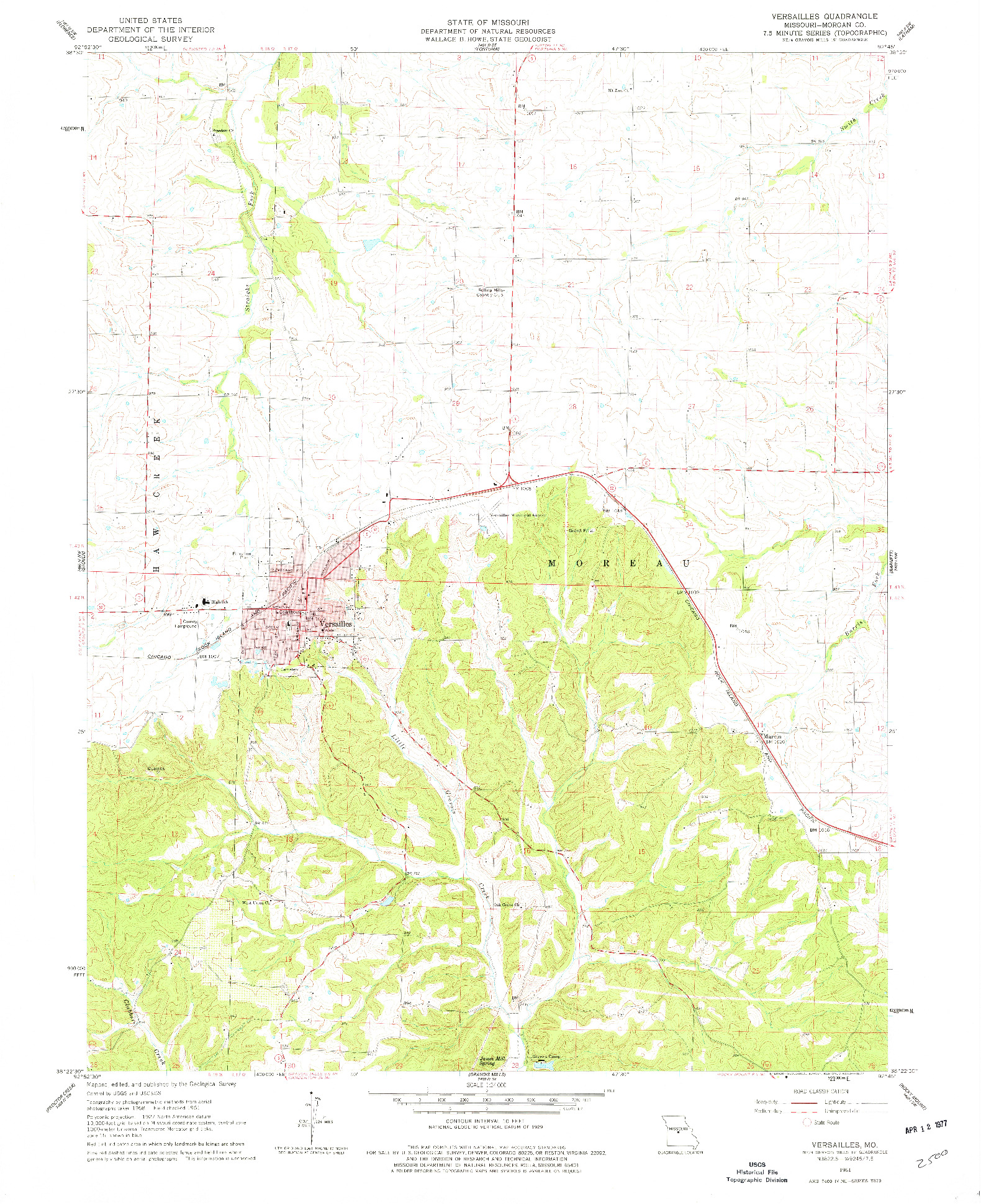 USGS 1:24000-SCALE QUADRANGLE FOR VERSAILLES, MO 1961
