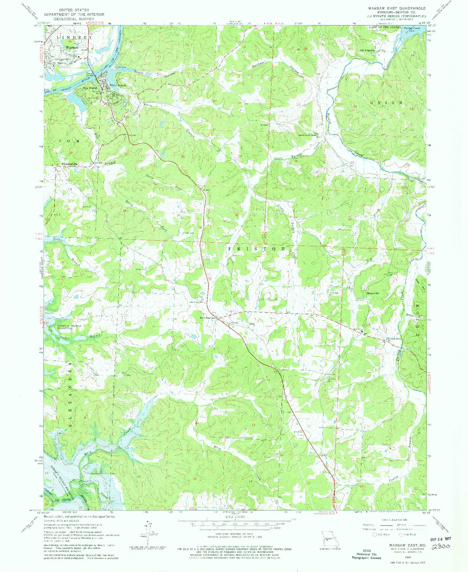 USGS 1:24000-SCALE QUADRANGLE FOR WARSAW EAST, MO 1964