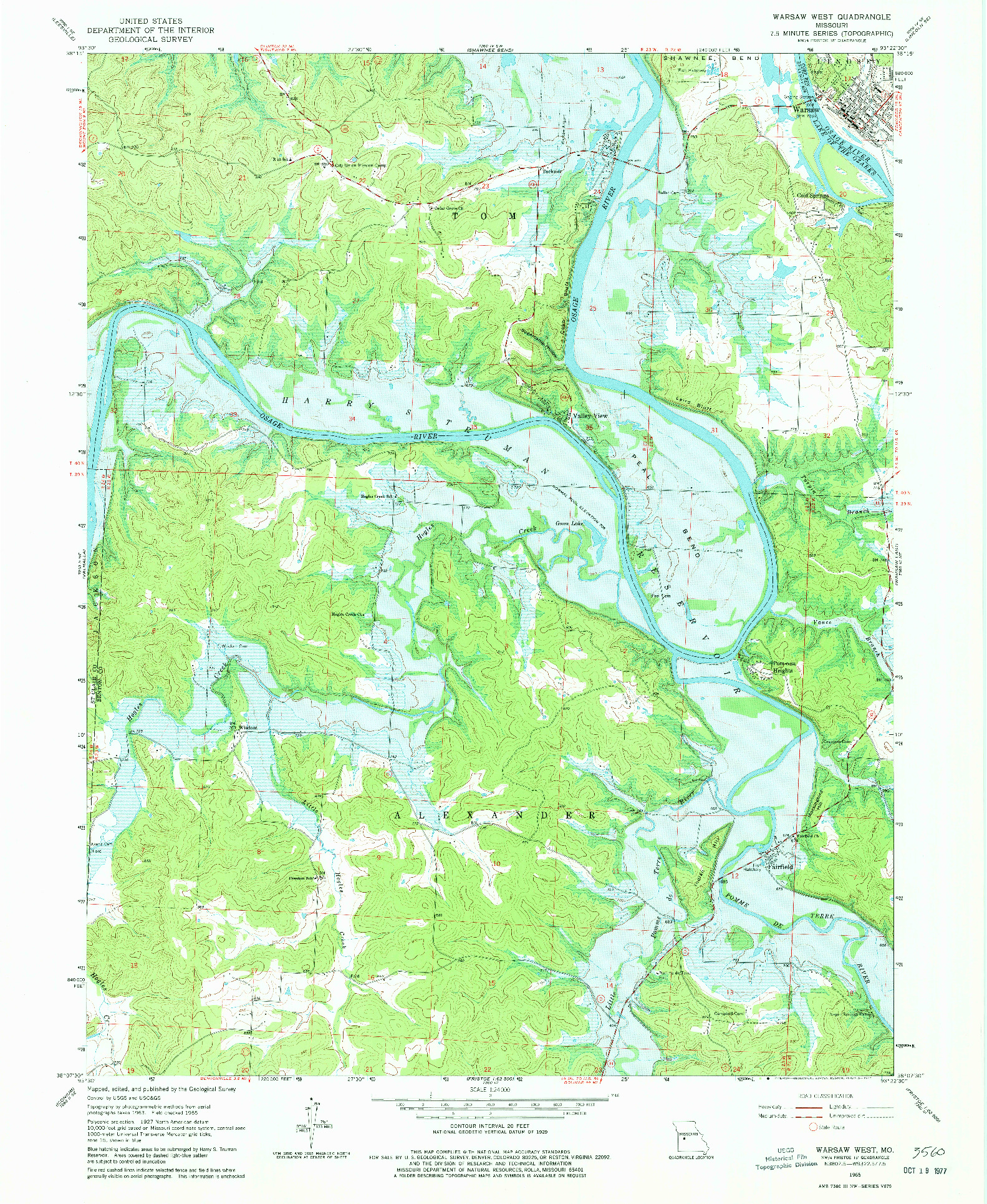 USGS 1:24000-SCALE QUADRANGLE FOR WARSAW WEST, MO 1965