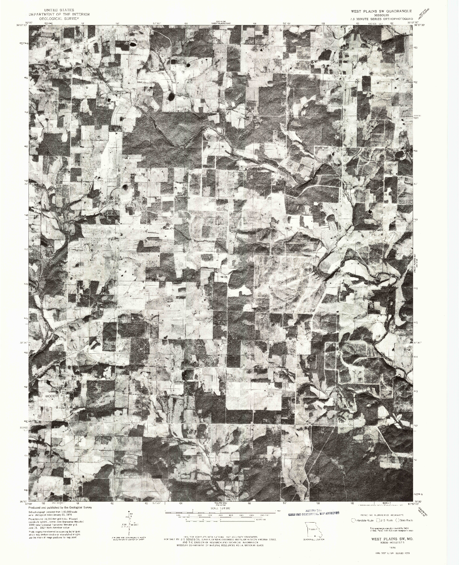 USGS 1:24000-SCALE QUADRANGLE FOR WEST PLAINS SW, MO 1976