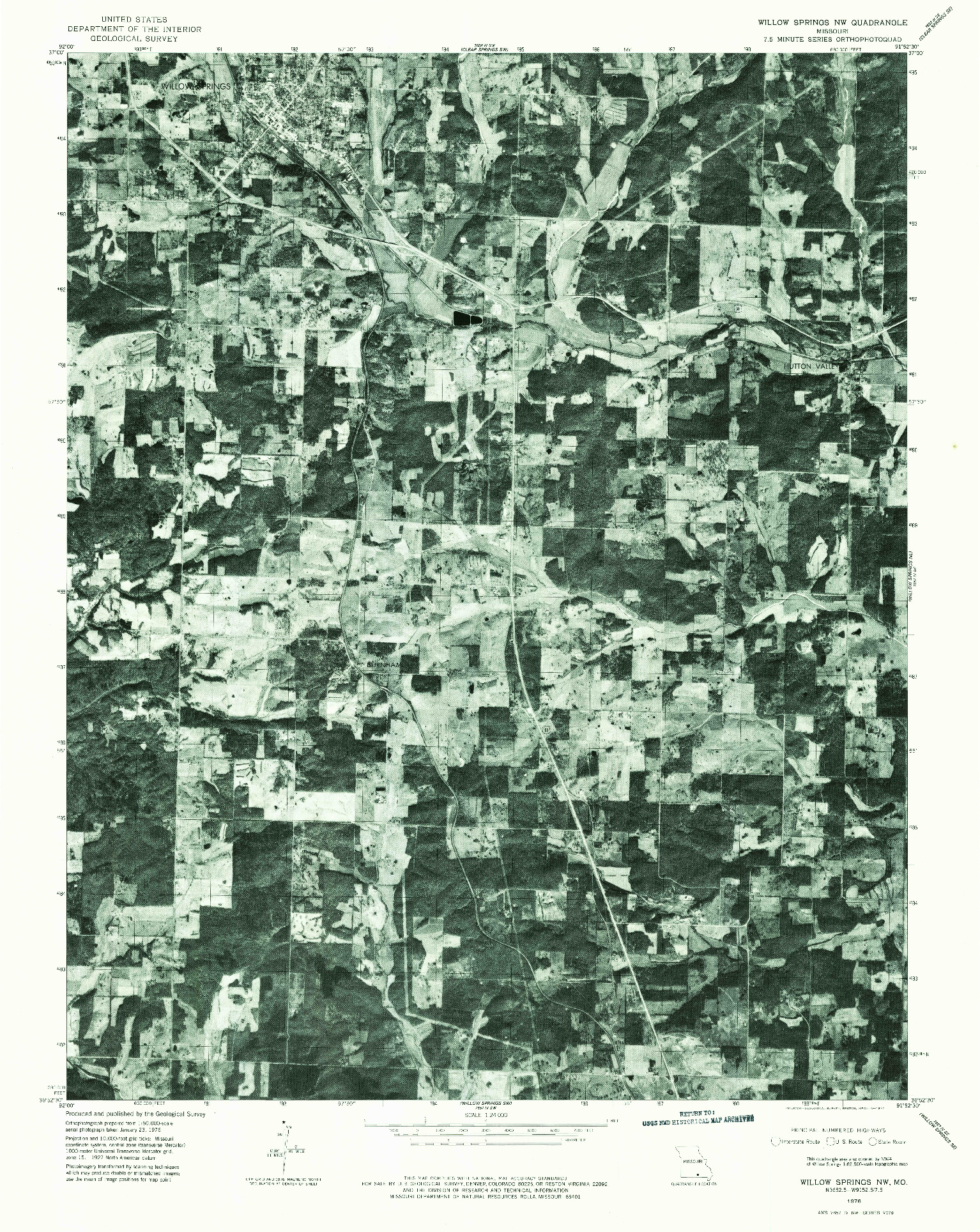 USGS 1:24000-SCALE QUADRANGLE FOR WILLOW SPRINGS NW, MO 1976