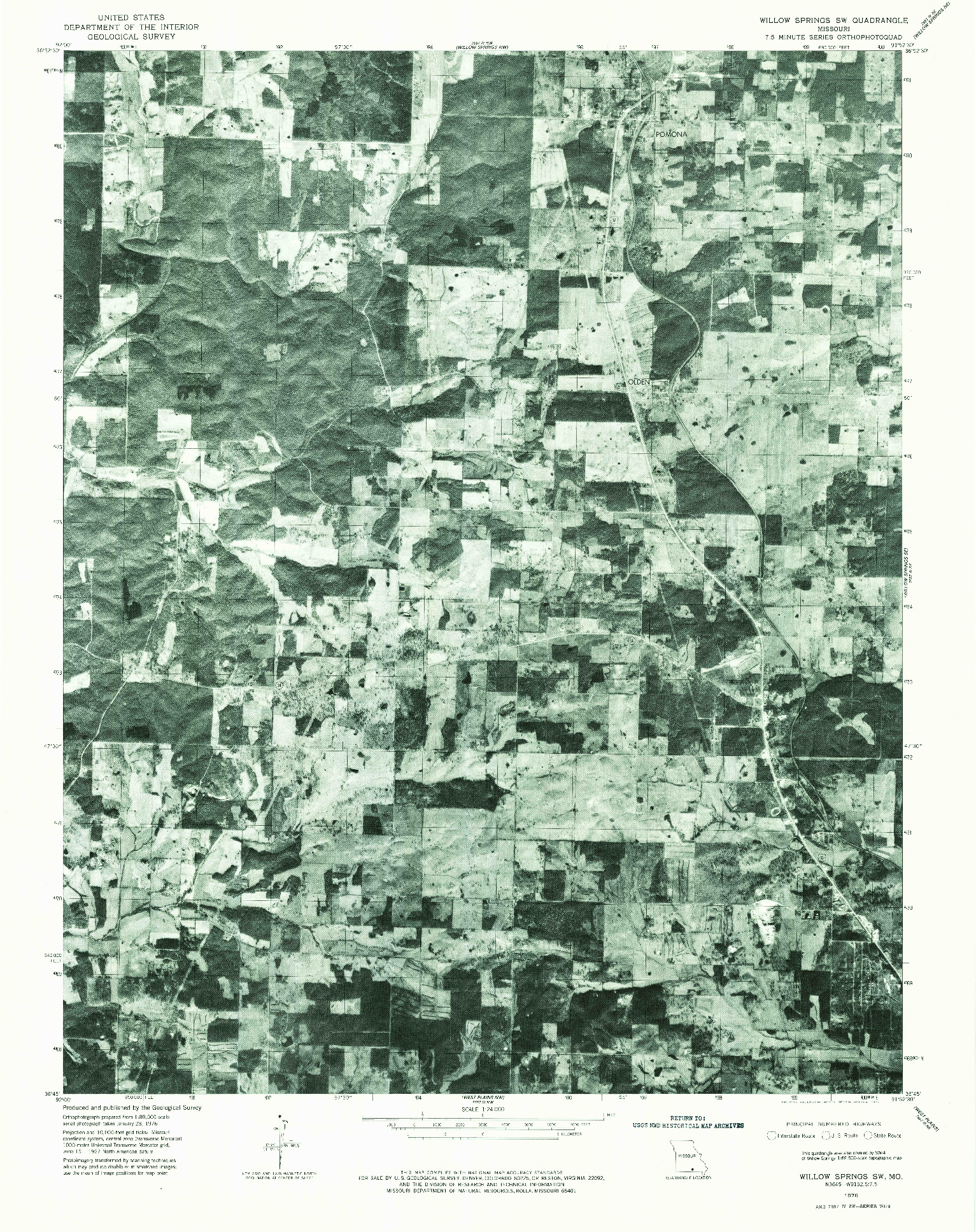 USGS 1:24000-SCALE QUADRANGLE FOR WILLOW SPRINGS SW, MO 1976