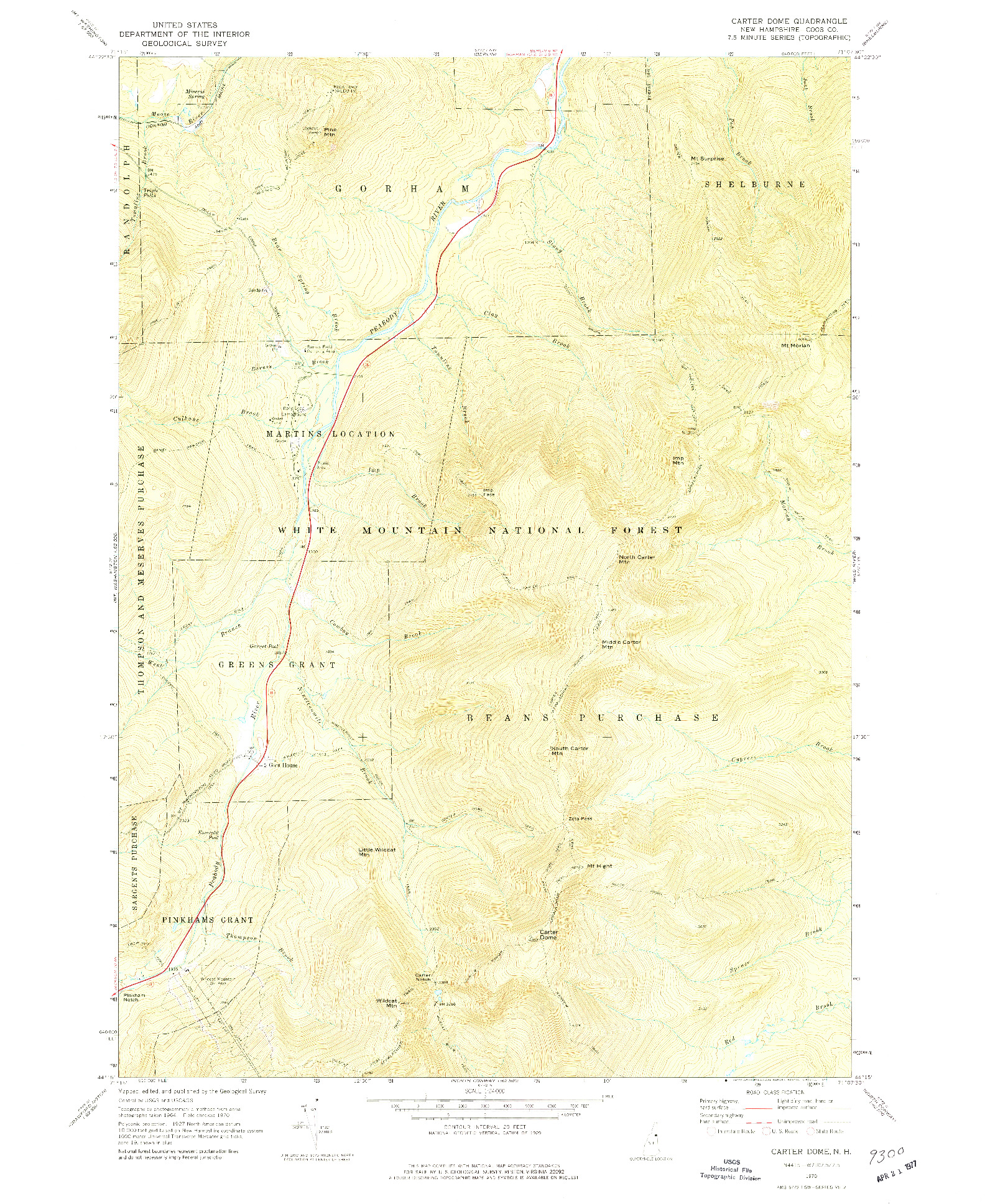 USGS 1:24000-SCALE QUADRANGLE FOR CARTER DOME, NH 1970
