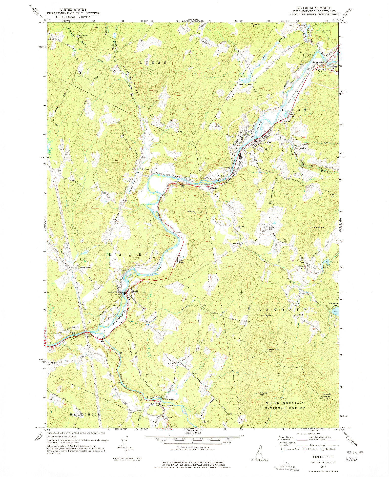 USGS 1:24000-SCALE QUADRANGLE FOR LISBON, NH 1967