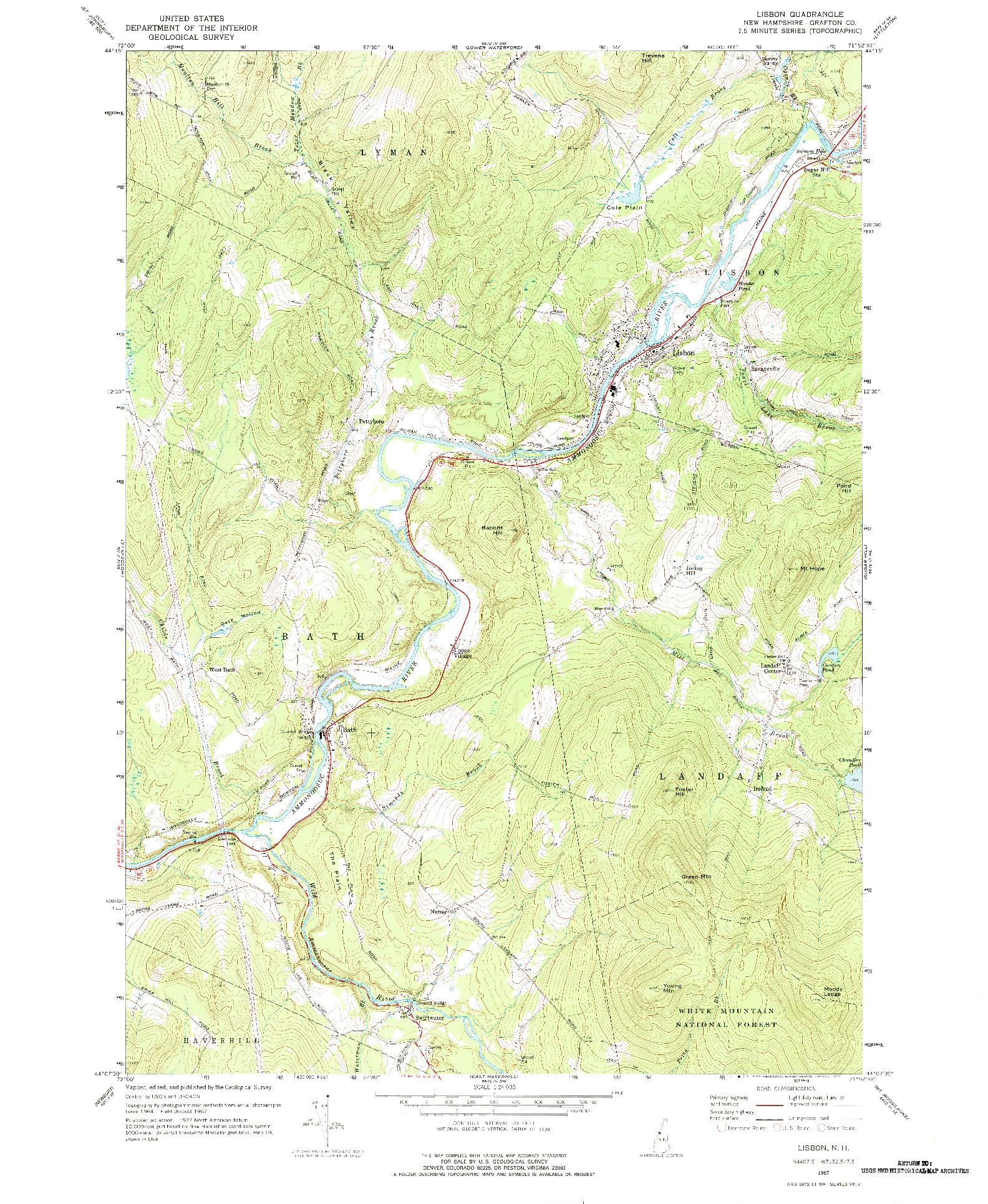 USGS 1:24000-SCALE QUADRANGLE FOR LISBON, NH 1967