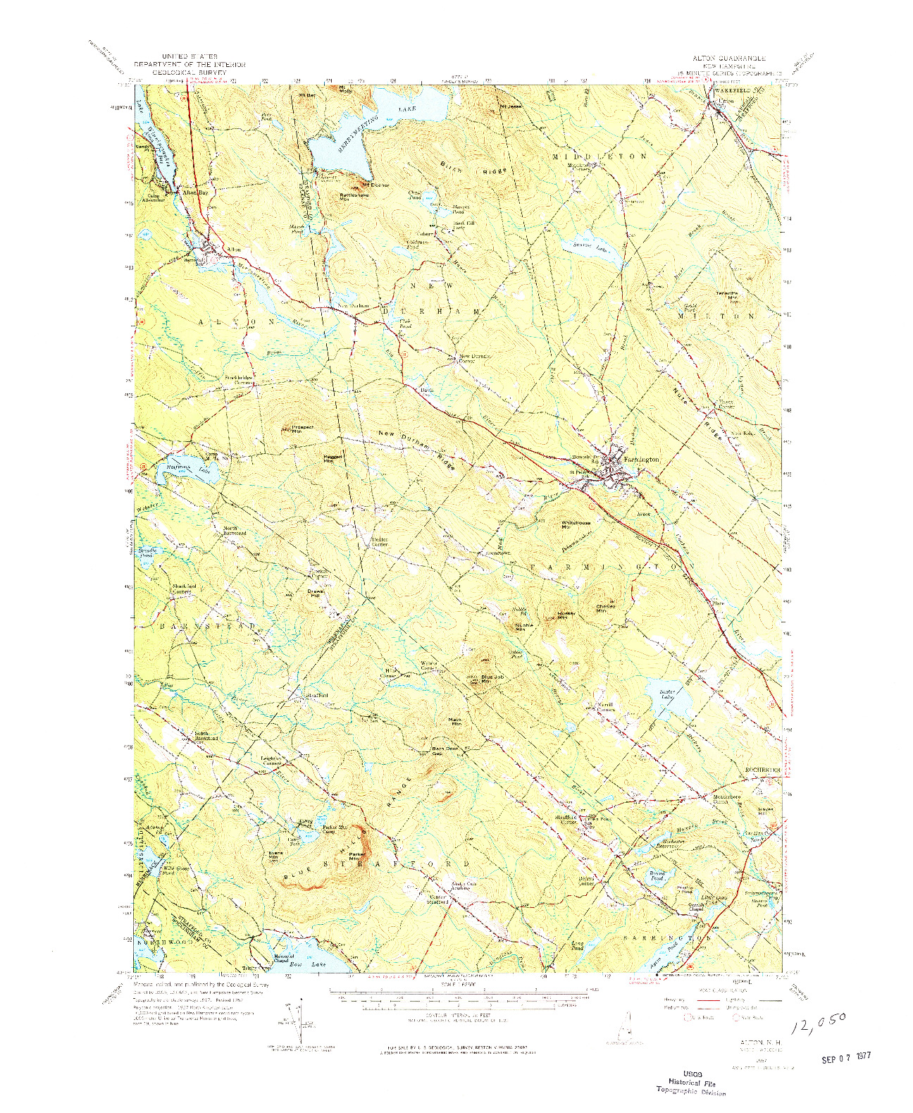 USGS 1:62500-SCALE QUADRANGLE FOR ALTON, NH 1957