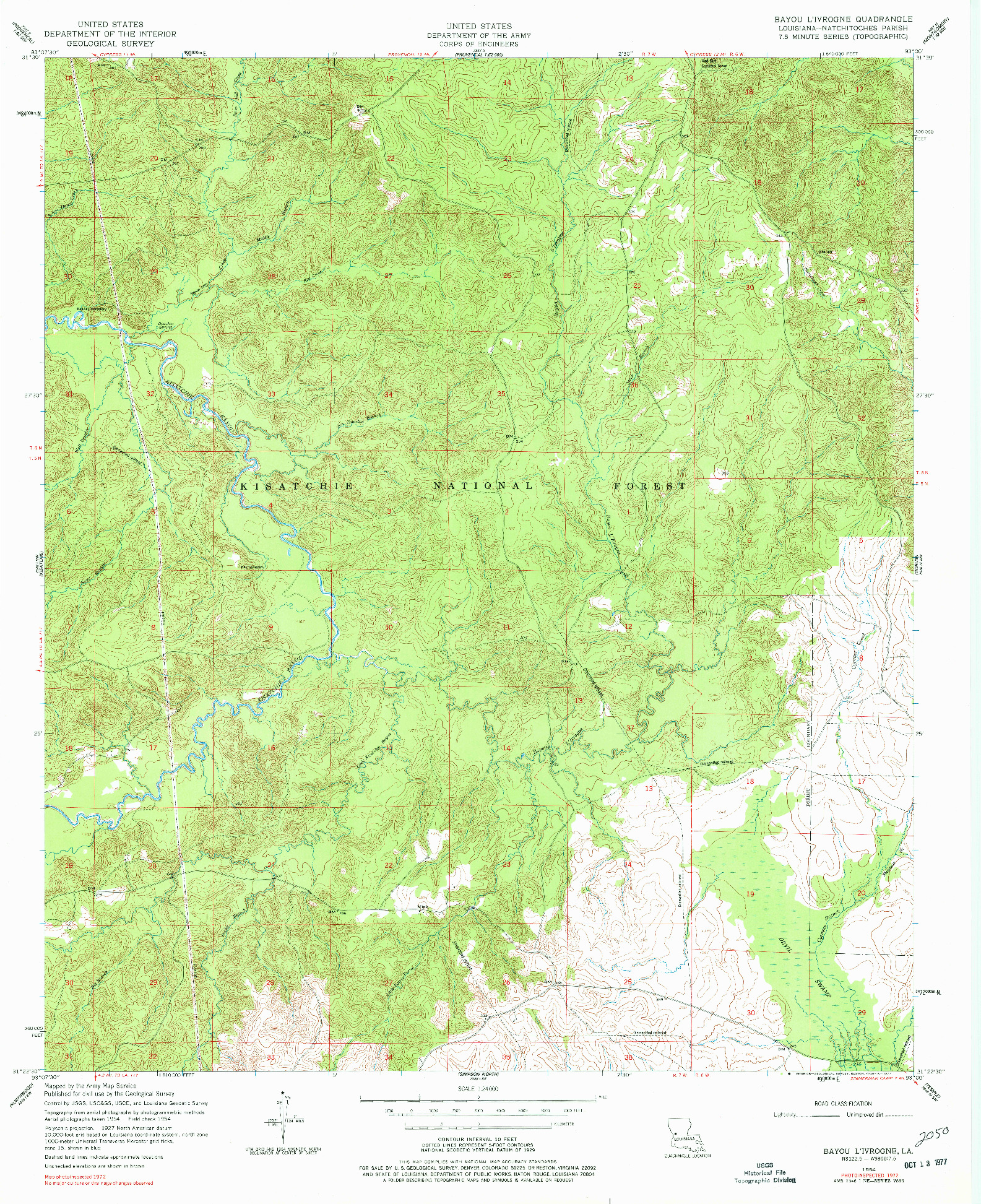 USGS 1:24000-SCALE QUADRANGLE FOR BAYOU L'IVROGNE, LA 1954