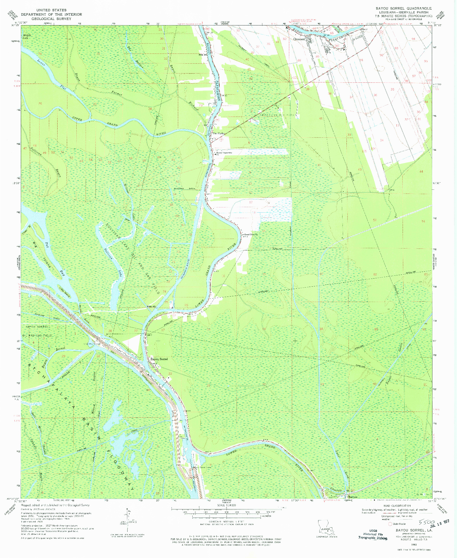 USGS 1:24000-SCALE QUADRANGLE FOR BAYOU SORREL, LA 1969