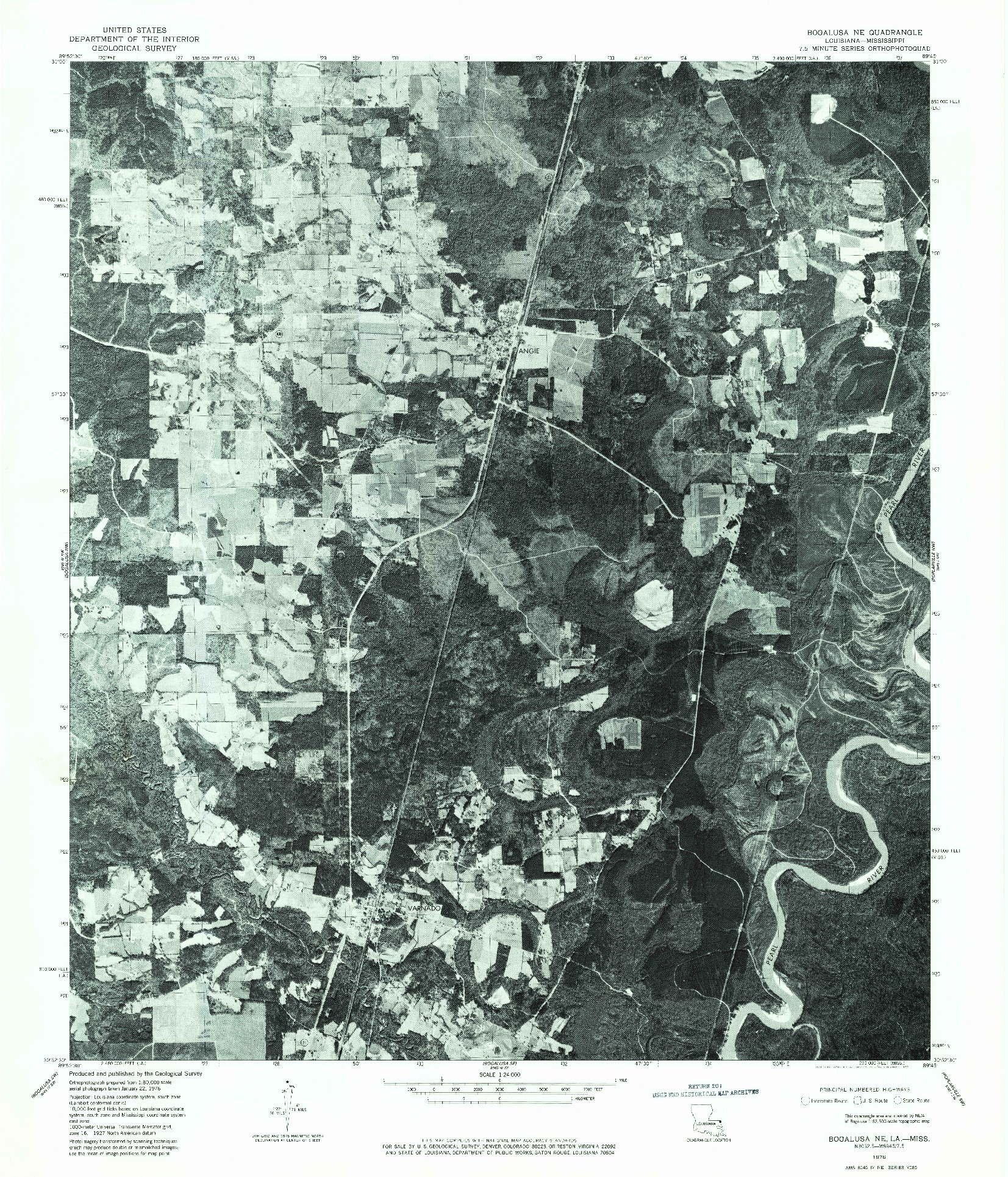USGS 1:24000-SCALE QUADRANGLE FOR BOGALUSA NE, LA 1976