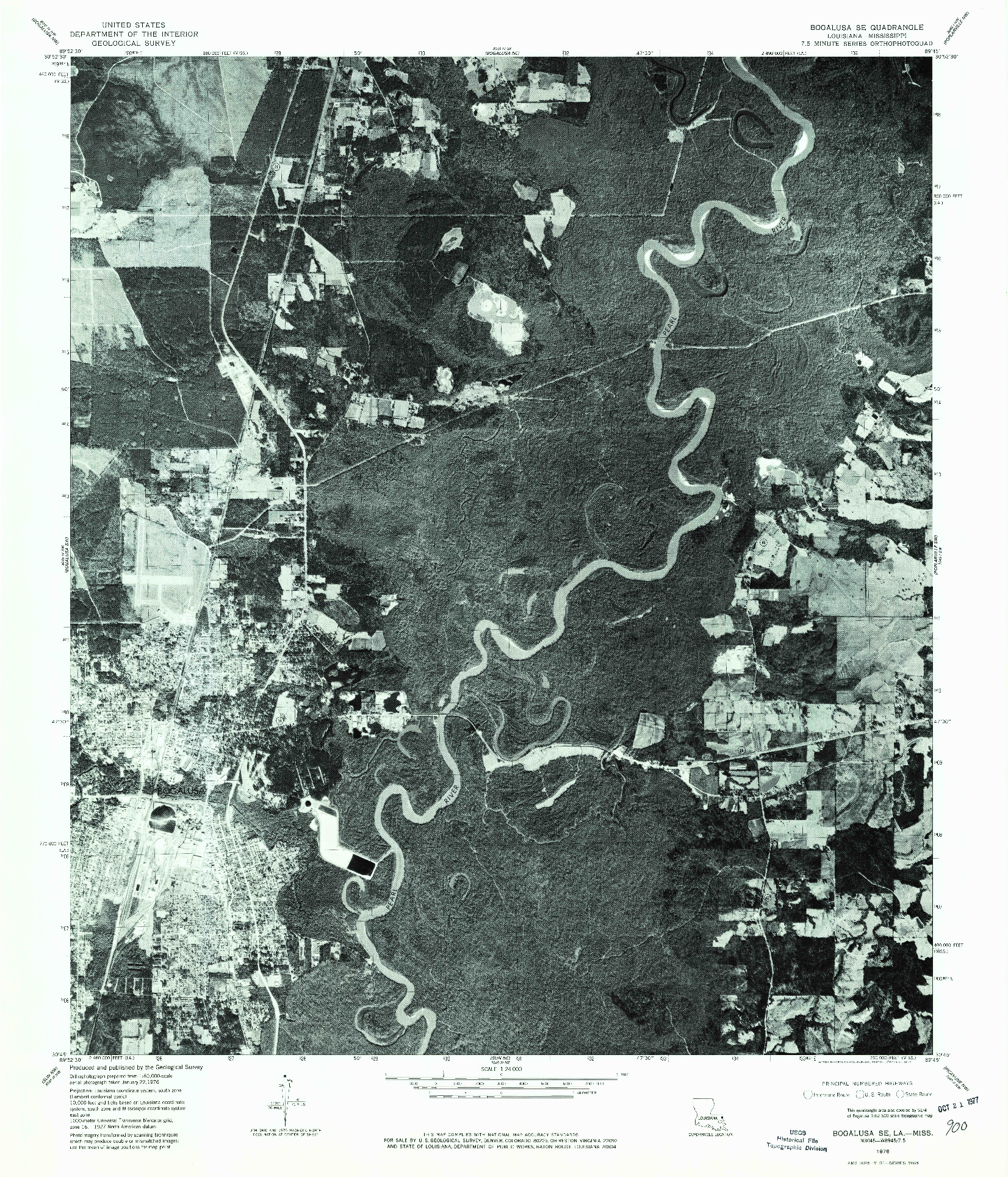 USGS 1:24000-SCALE QUADRANGLE FOR BOGALUSA SE, LA 1976