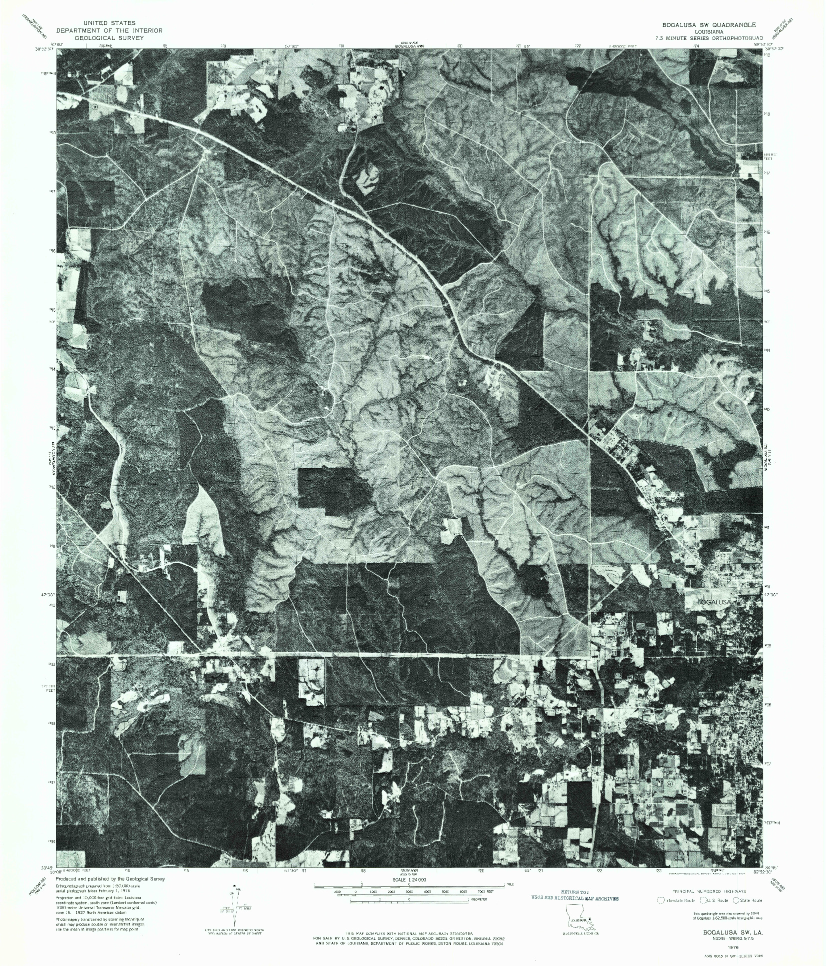 USGS 1:24000-SCALE QUADRANGLE FOR BOGALUSA SW, LA 1976