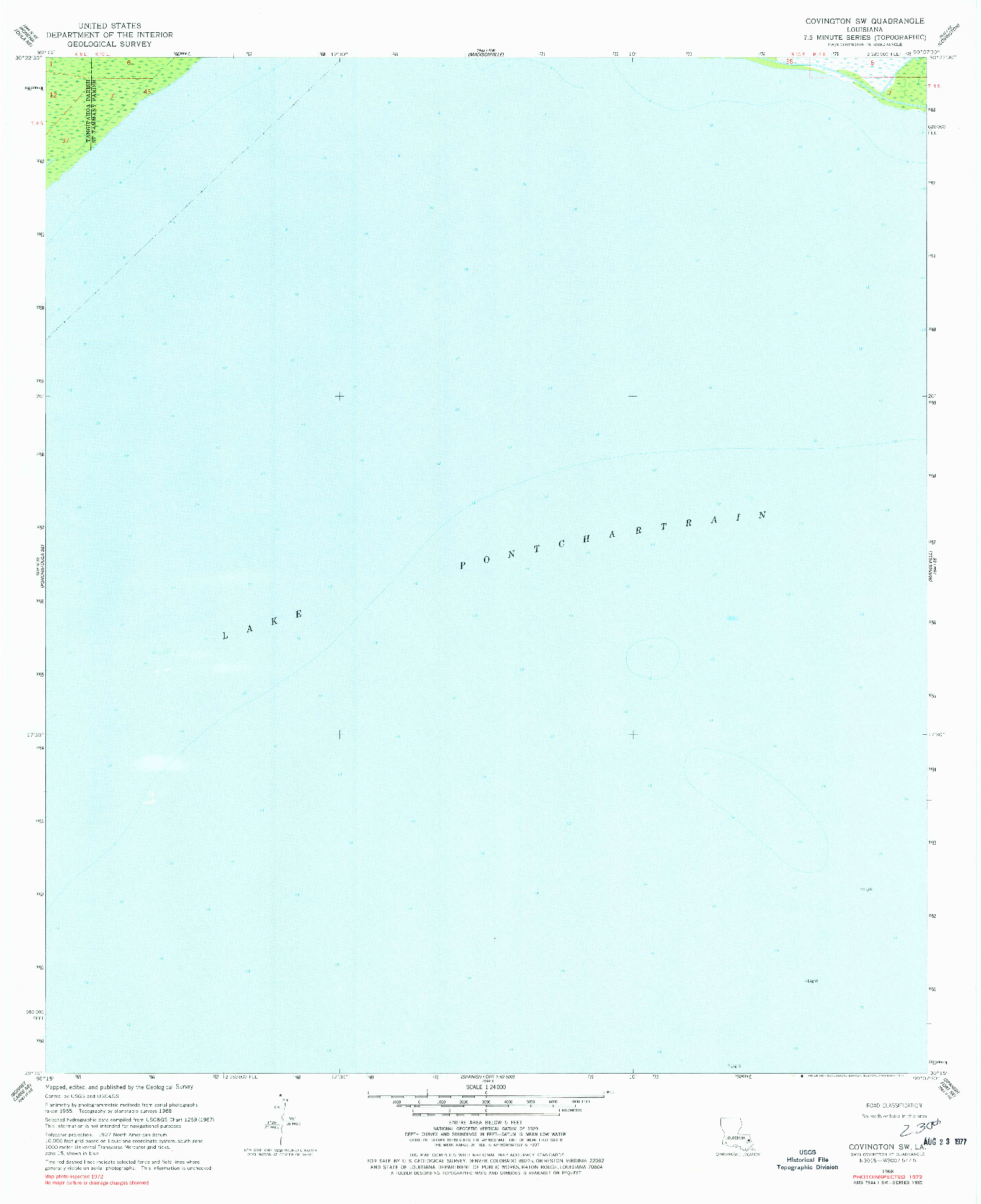 USGS 1:24000-SCALE QUADRANGLE FOR COVINGTON SW, LA 1968