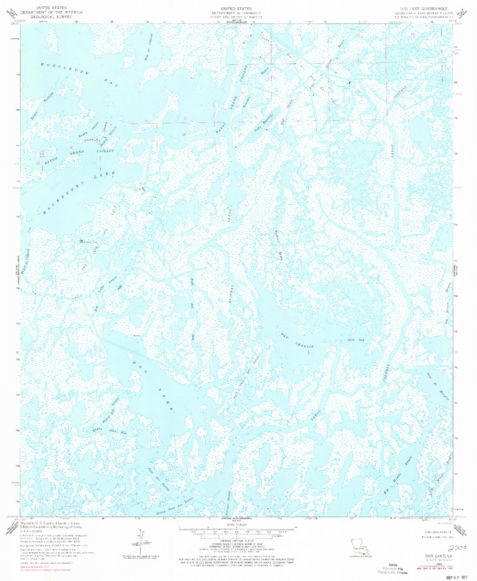 USGS 1:24000-SCALE QUADRANGLE FOR DOG LAKE, LA 1953