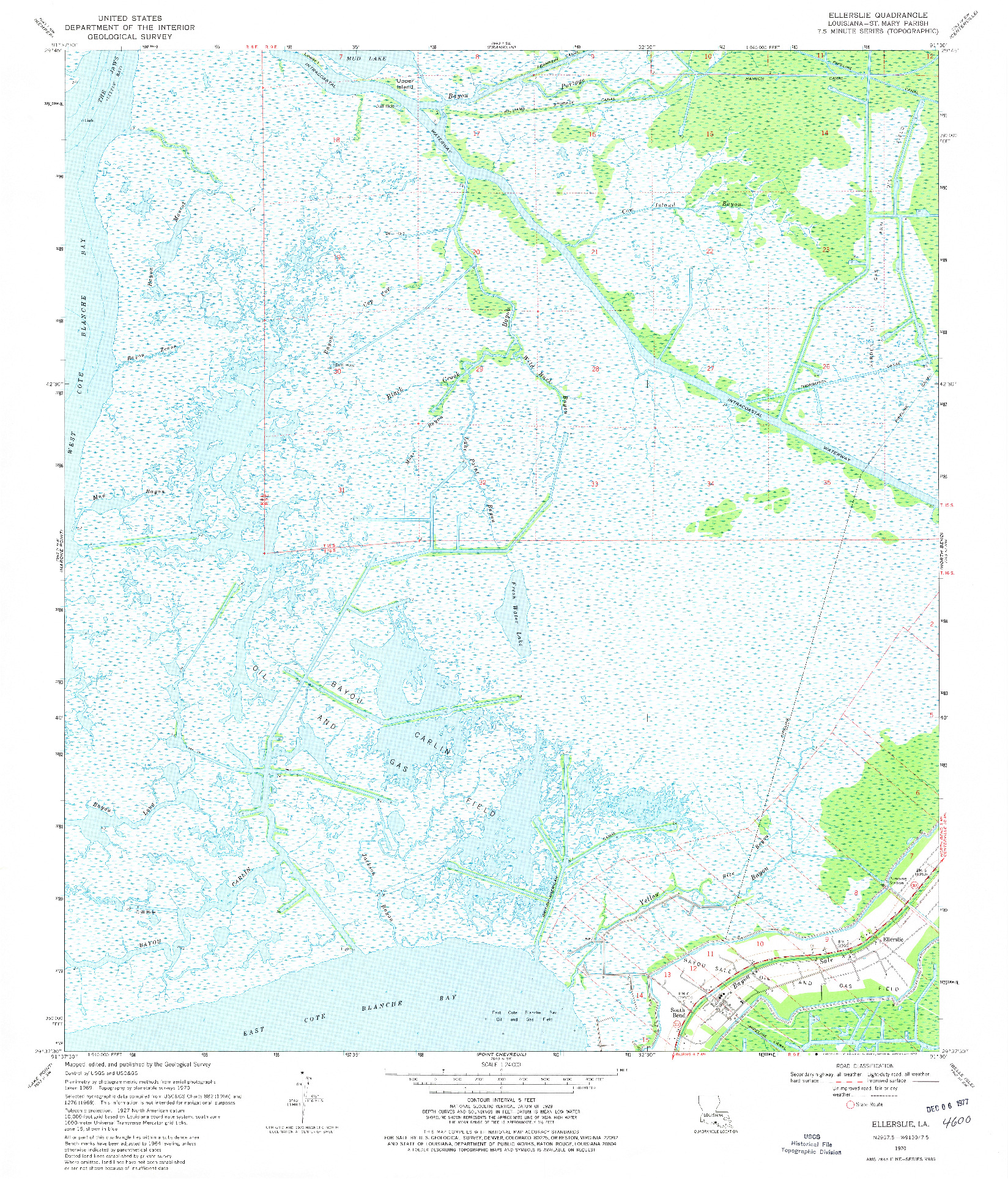 USGS 1:24000-SCALE QUADRANGLE FOR ELLERSLIE, LA 1970