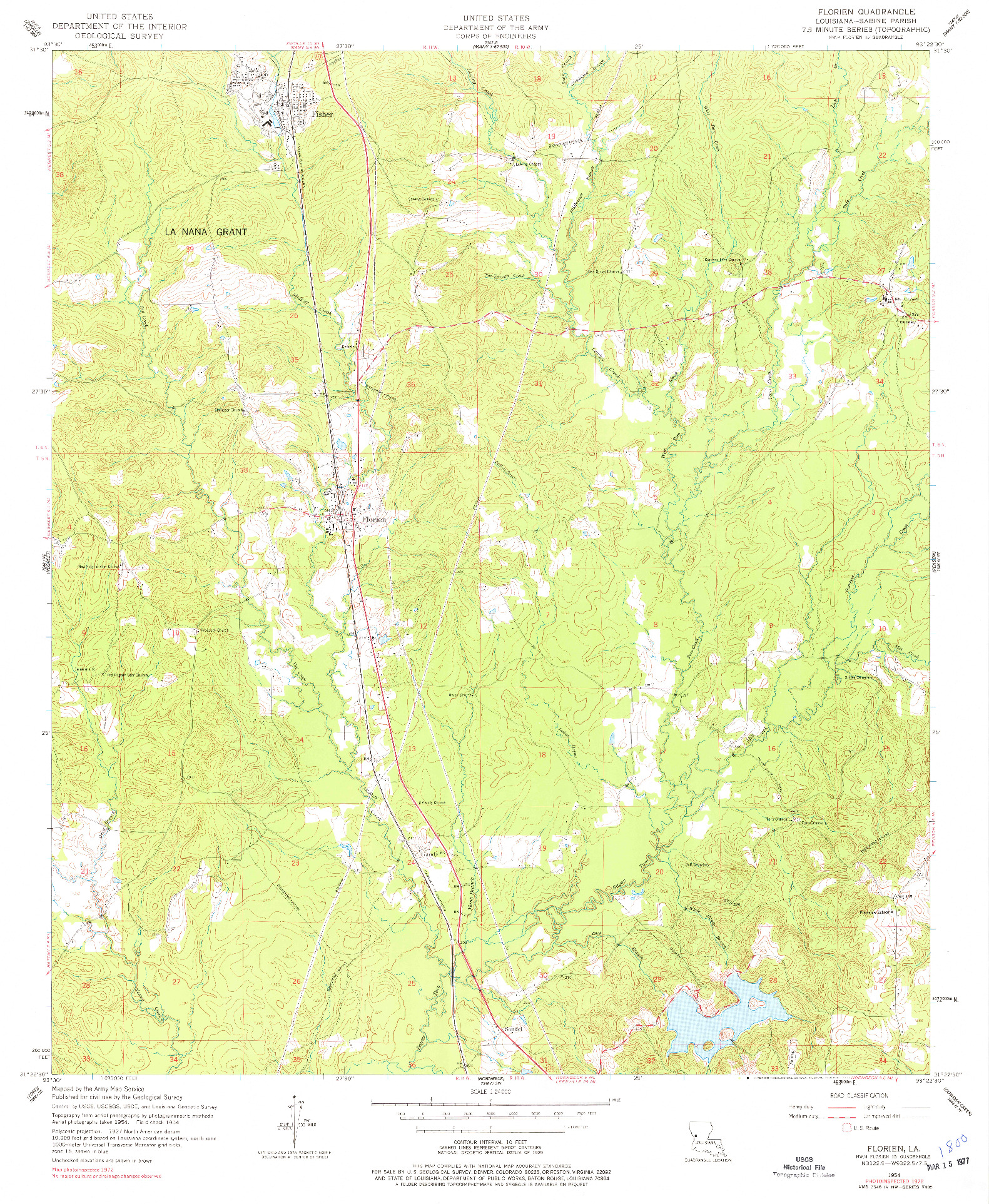 USGS 1:24000-SCALE QUADRANGLE FOR FLORIEN, LA 1954