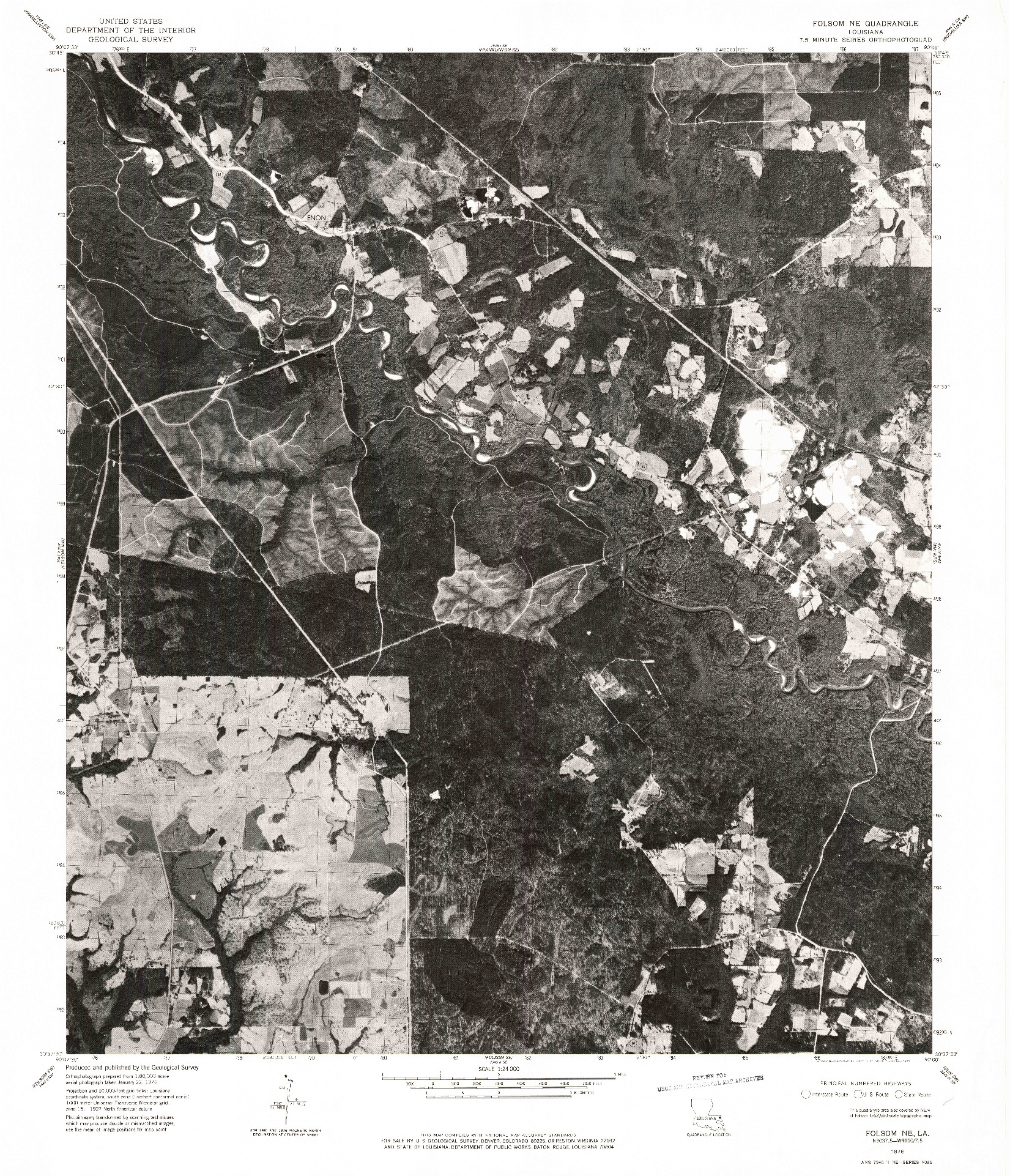 USGS 1:24000-SCALE QUADRANGLE FOR FOLSOM NE, LA 1976