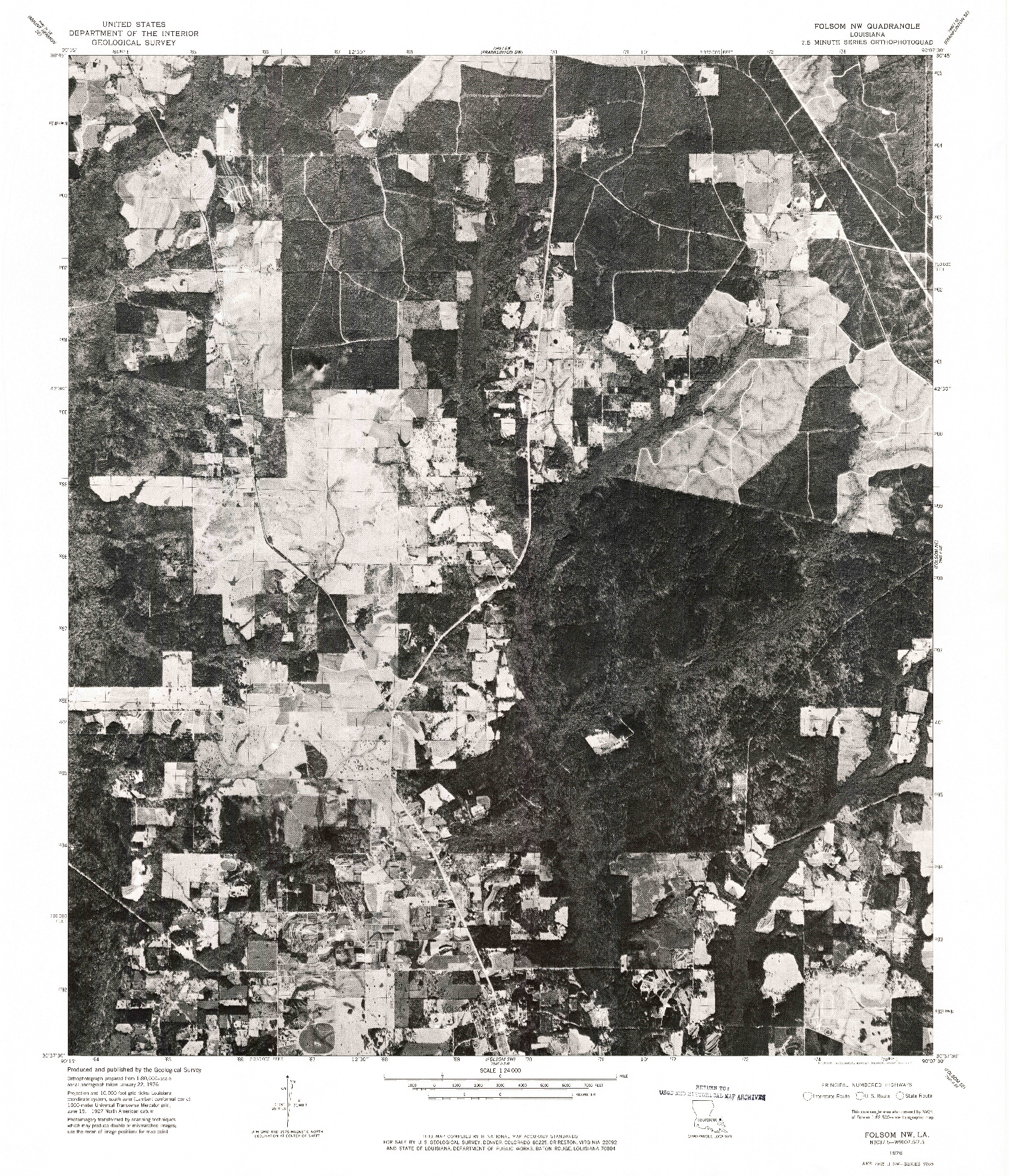USGS 1:24000-SCALE QUADRANGLE FOR FOLSOM NW, LA 1976