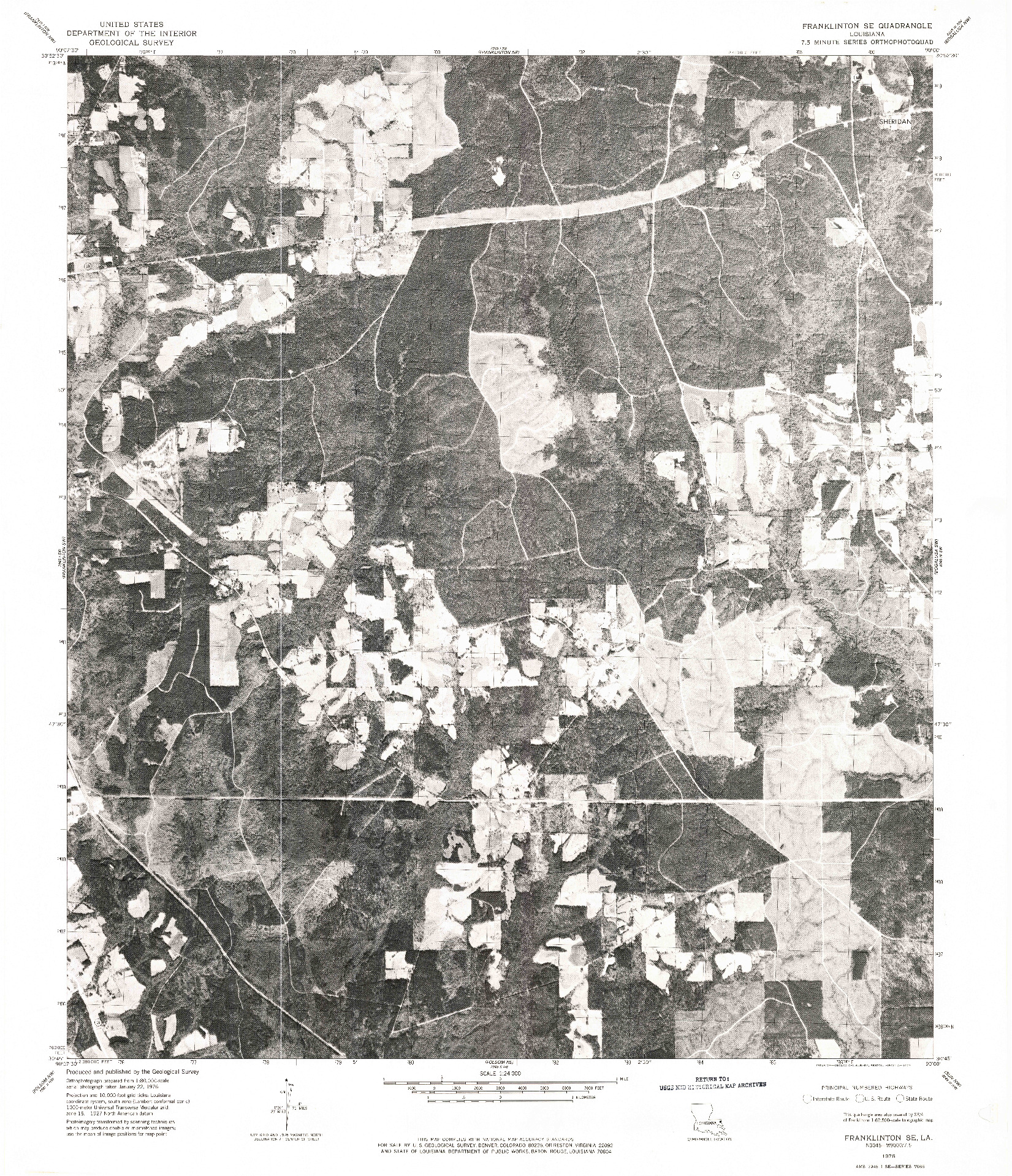USGS 1:24000-SCALE QUADRANGLE FOR FRANKLINTON SE, LA 1976