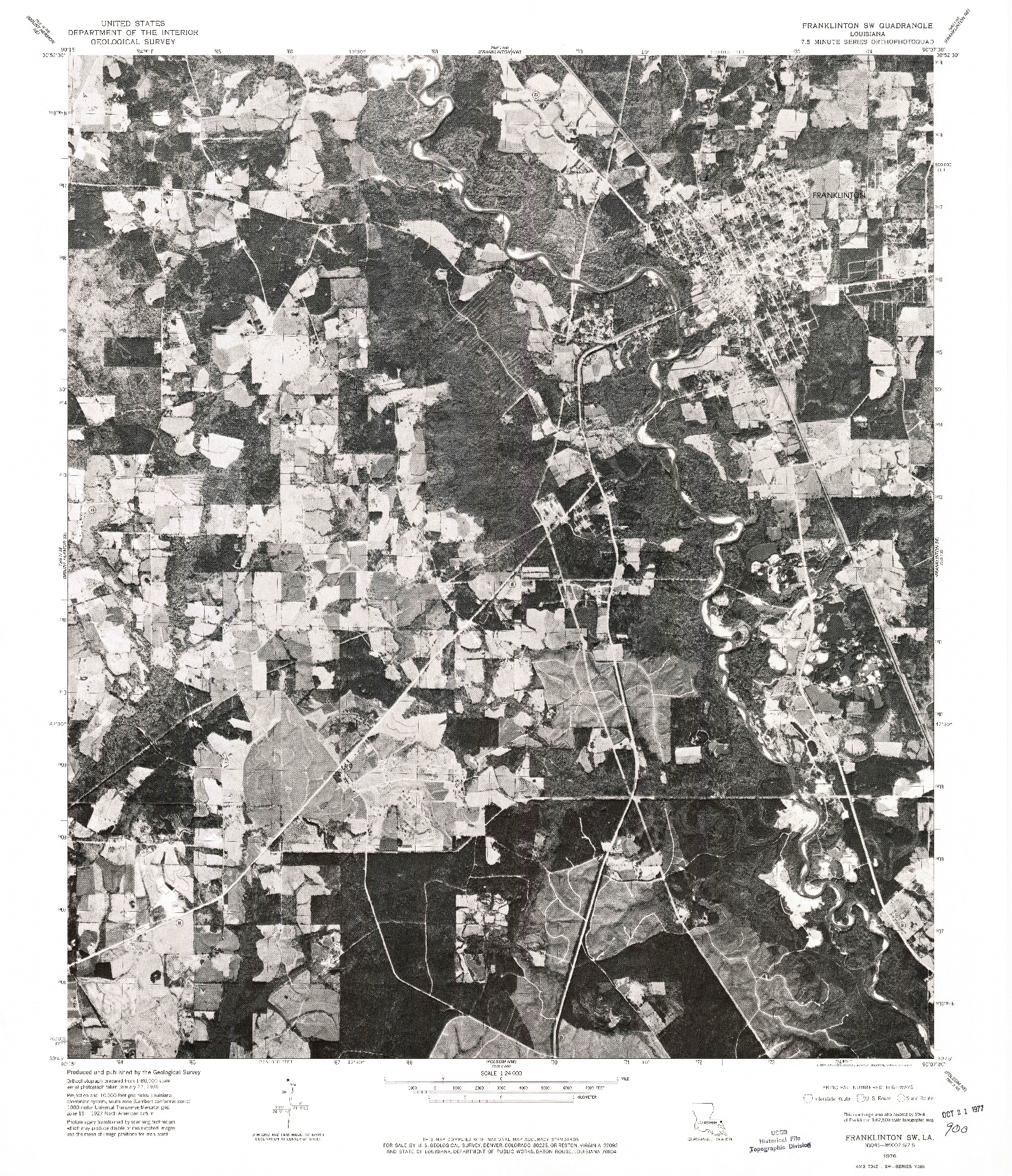 USGS 1:24000-SCALE QUADRANGLE FOR FRANKLINTON SW, LA 1976