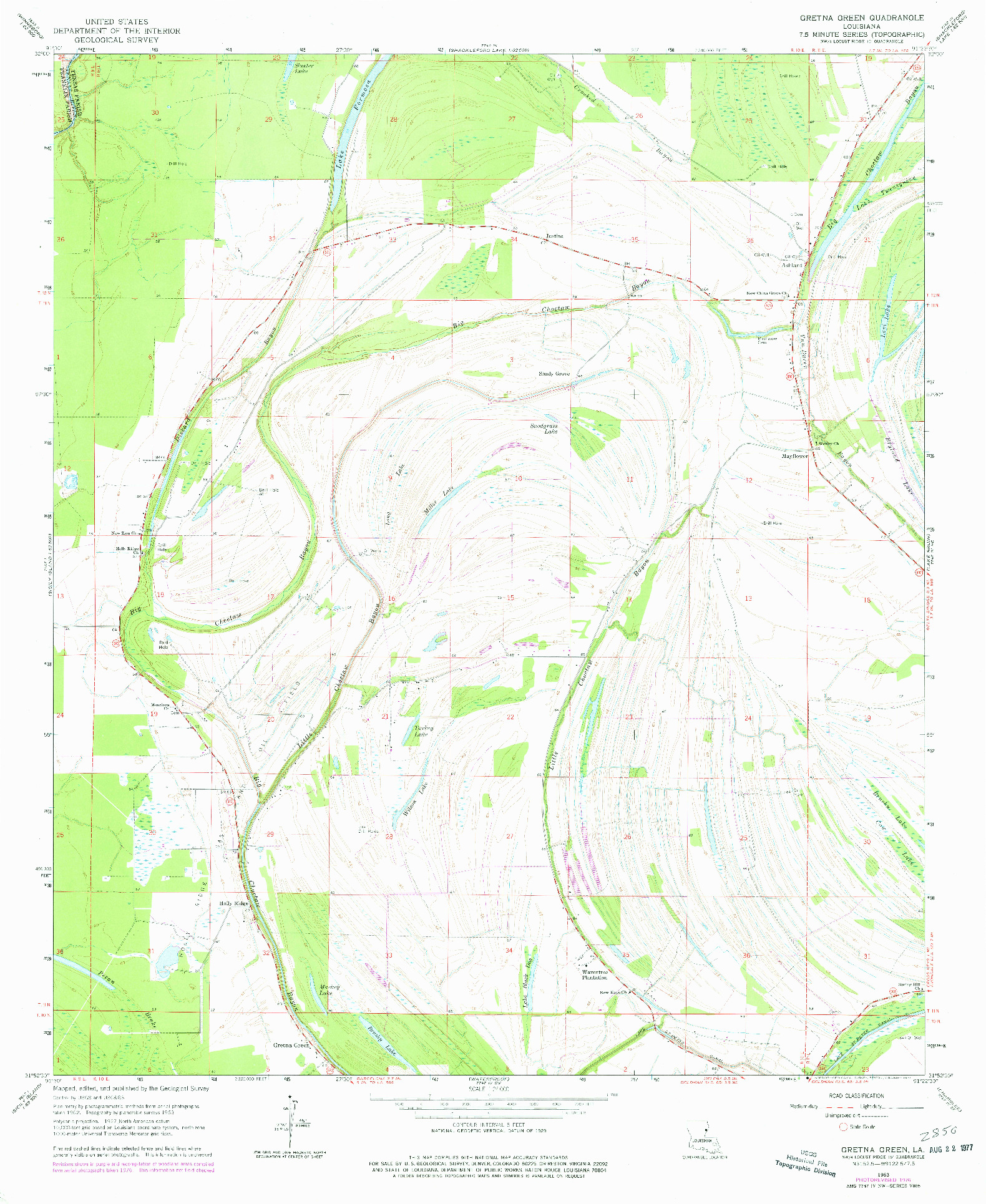 USGS 1:24000-SCALE QUADRANGLE FOR GRETNA GREEN, LA 1963