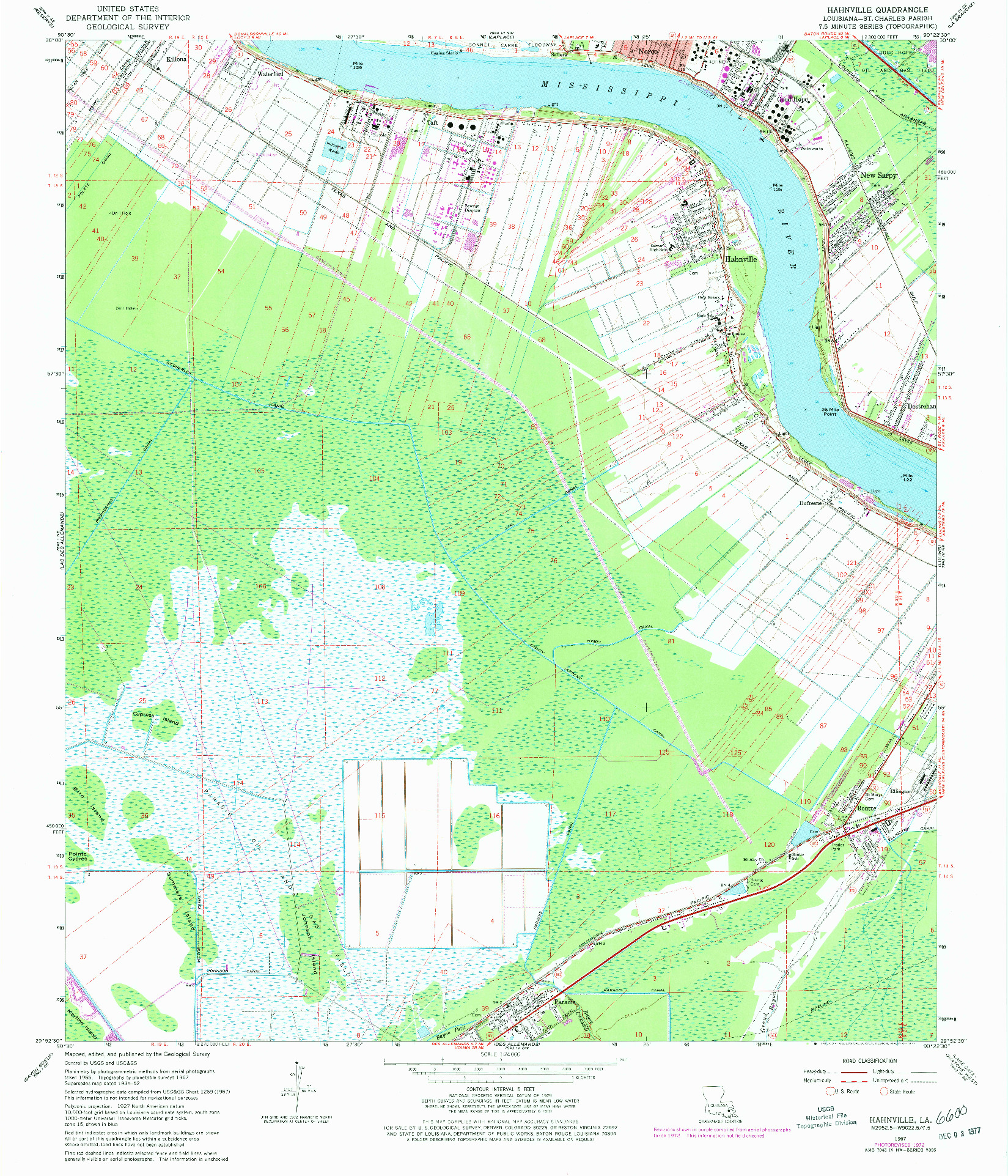 USGS 1:24000-SCALE QUADRANGLE FOR HAHNVILLE, LA 1967